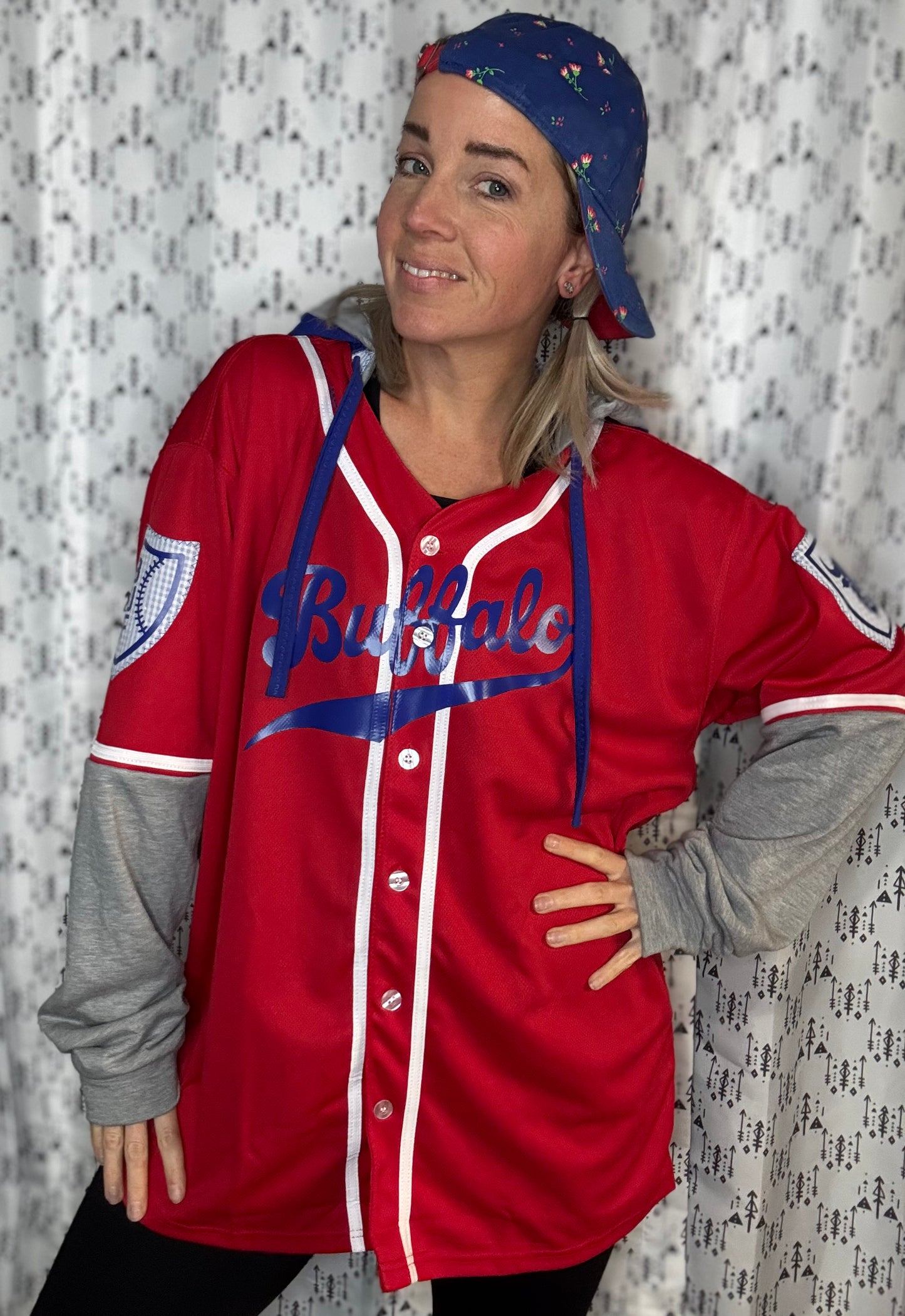 Red Buffalo Baseball Jersey Unisex-L/XL