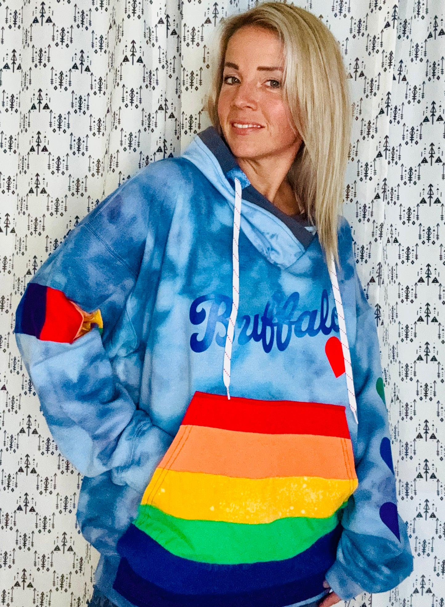 Buffalo Love Rainbow Tie Dye Hoodie Size- Unisex XL/2X