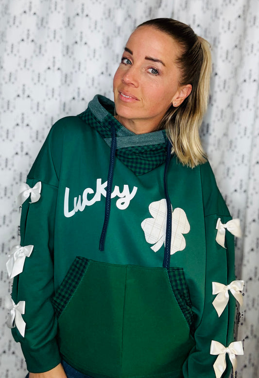 Green Bows Are Lucky Hoodie Size- Women's M/L