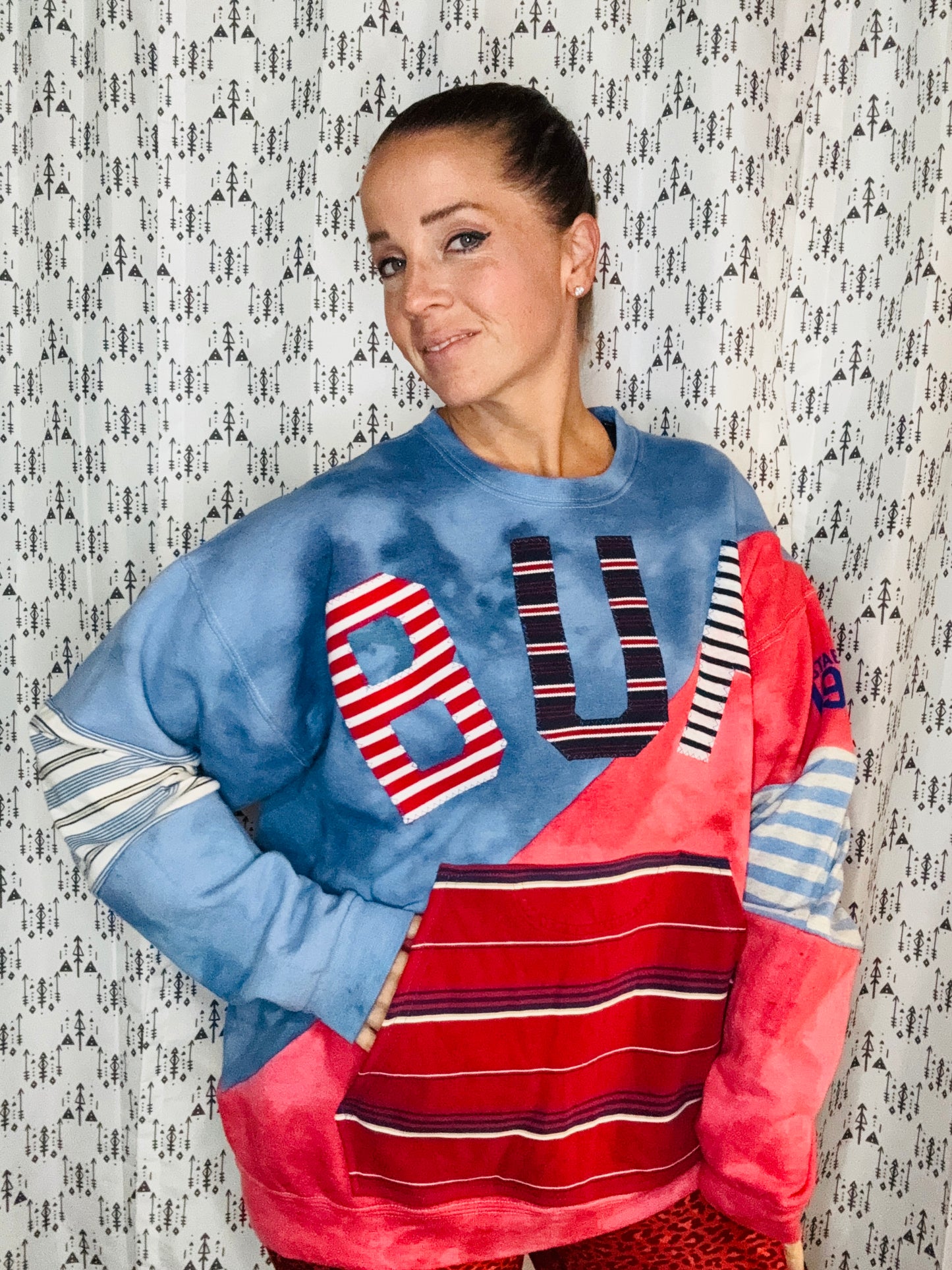 Blue & Red Tie Dye BUF Crewneck Unisex XL/2X