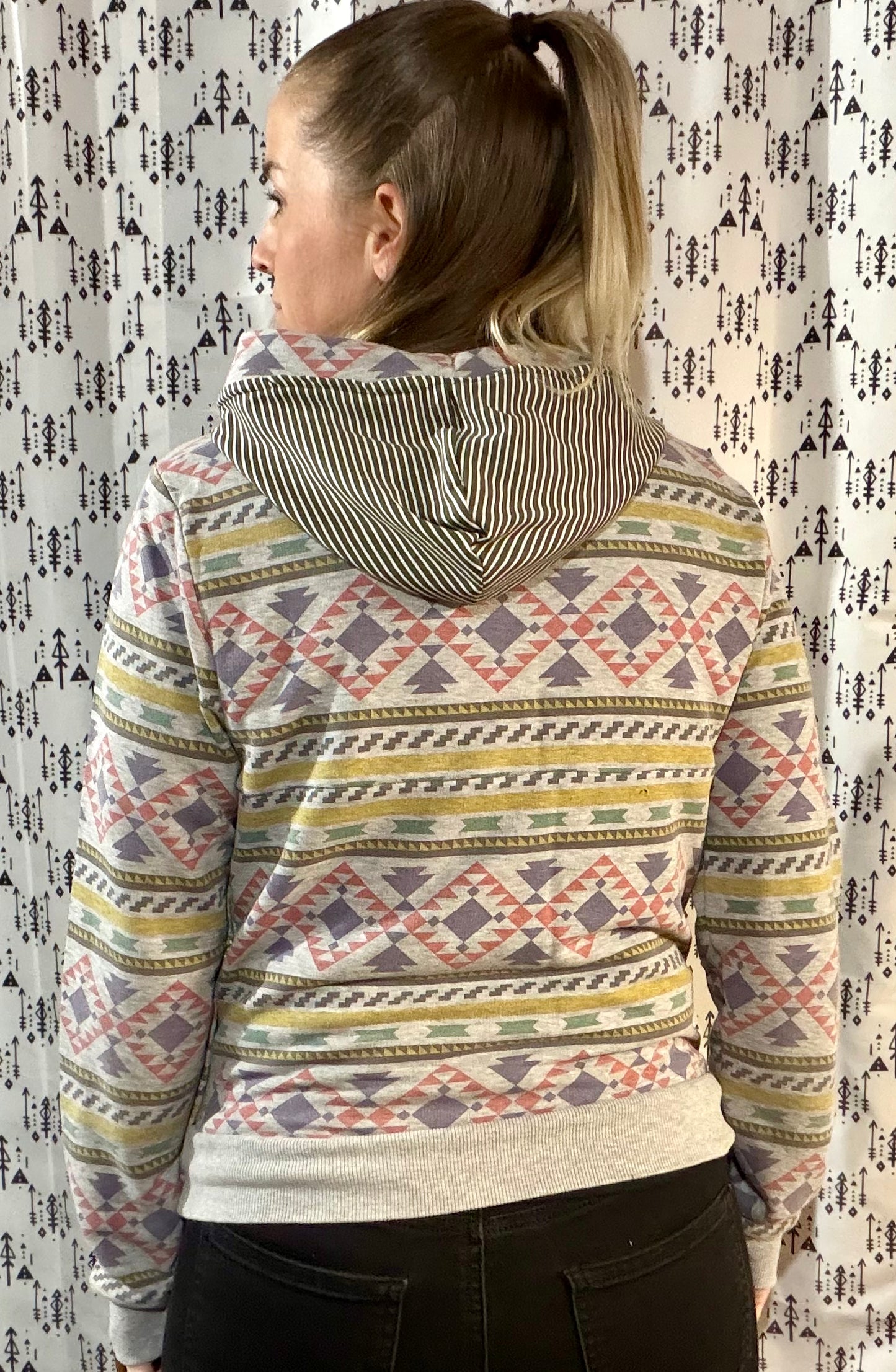 Multi Color Aztec Buffalo Hoodie Size- Women's S/M