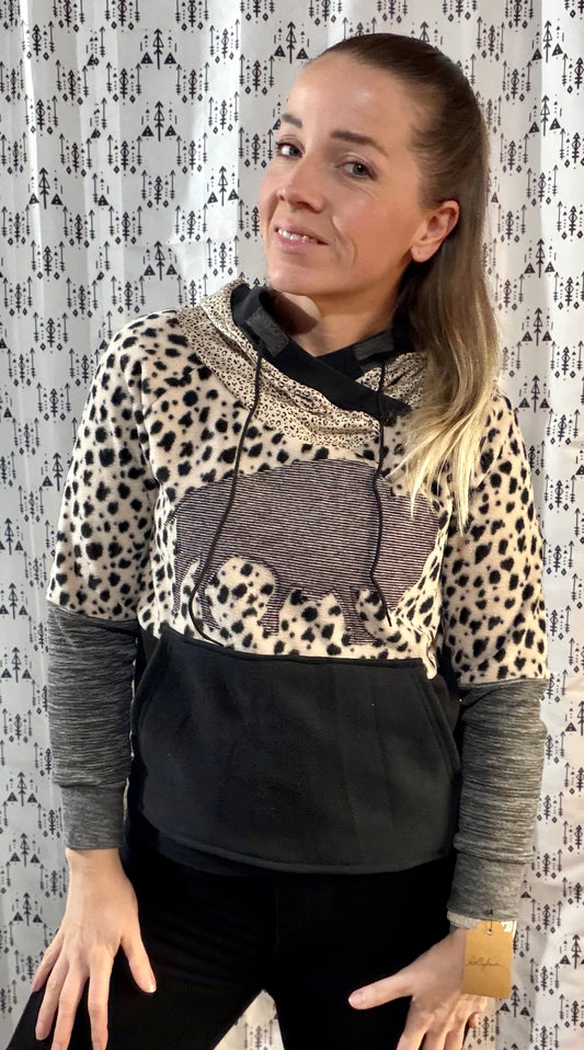 Leopard  Buffalo Crop Hoodie Size- Women's S/M