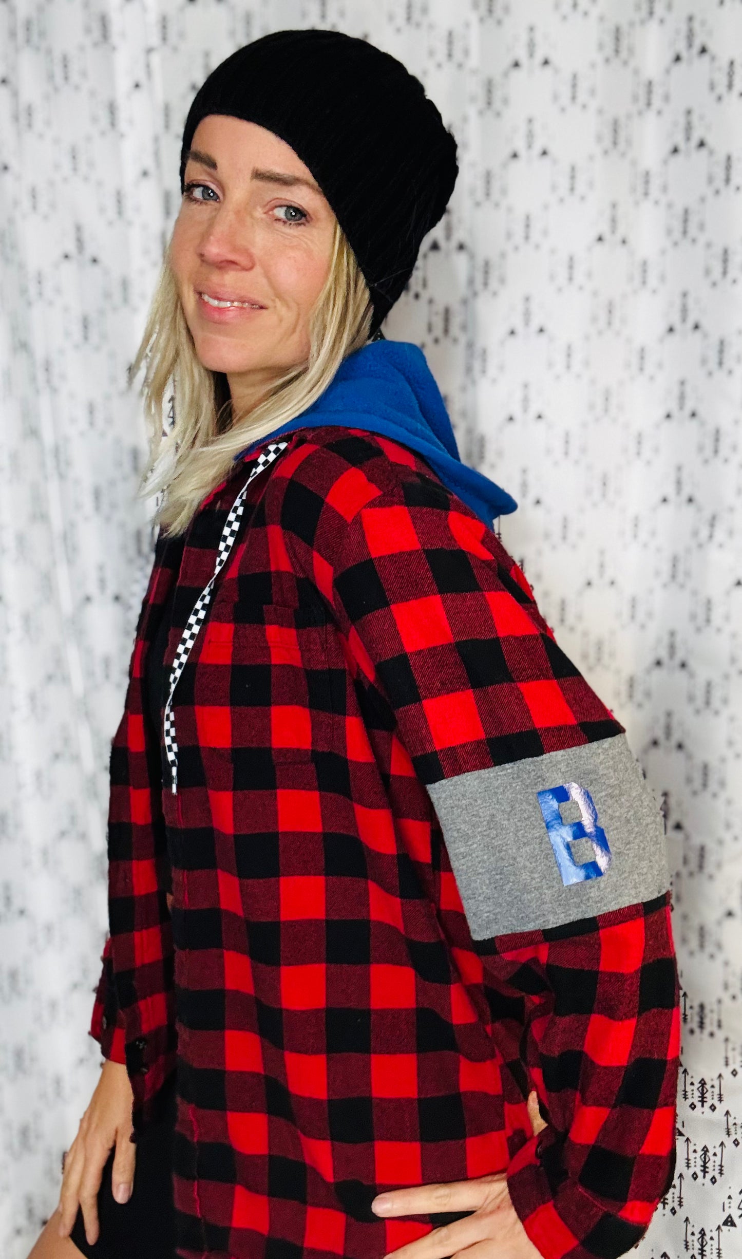 Red & Black Flannel Buffalo Football Button Down Size- Women’s S/M