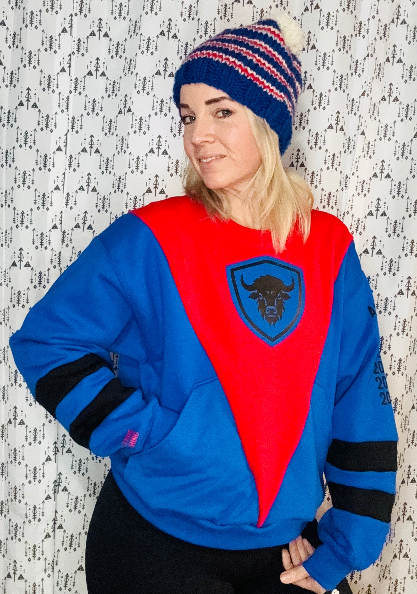 Blue, Red, & Black Buffalo Crewneck Size-Women's S/M