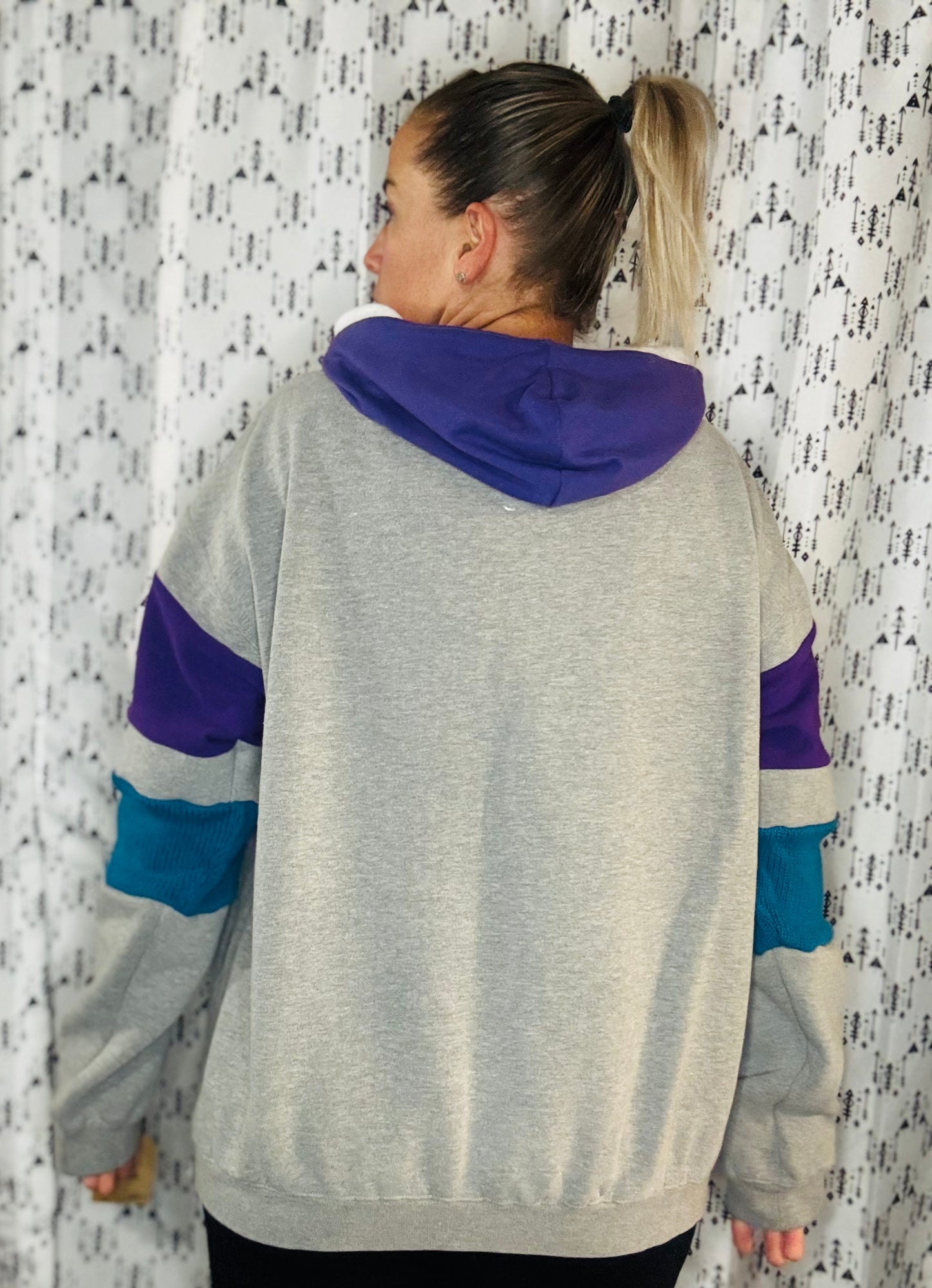 Teal & Purple Buffalo MAMA Hoodie Women's Size- XL/2X