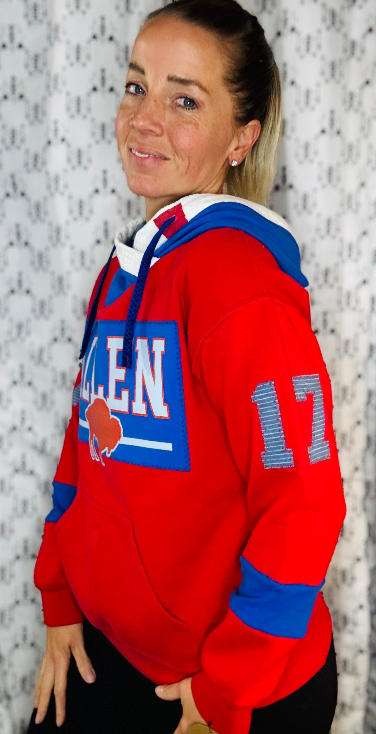 Red Allen #17 Buffalo Hoodie Size- Women's M/L