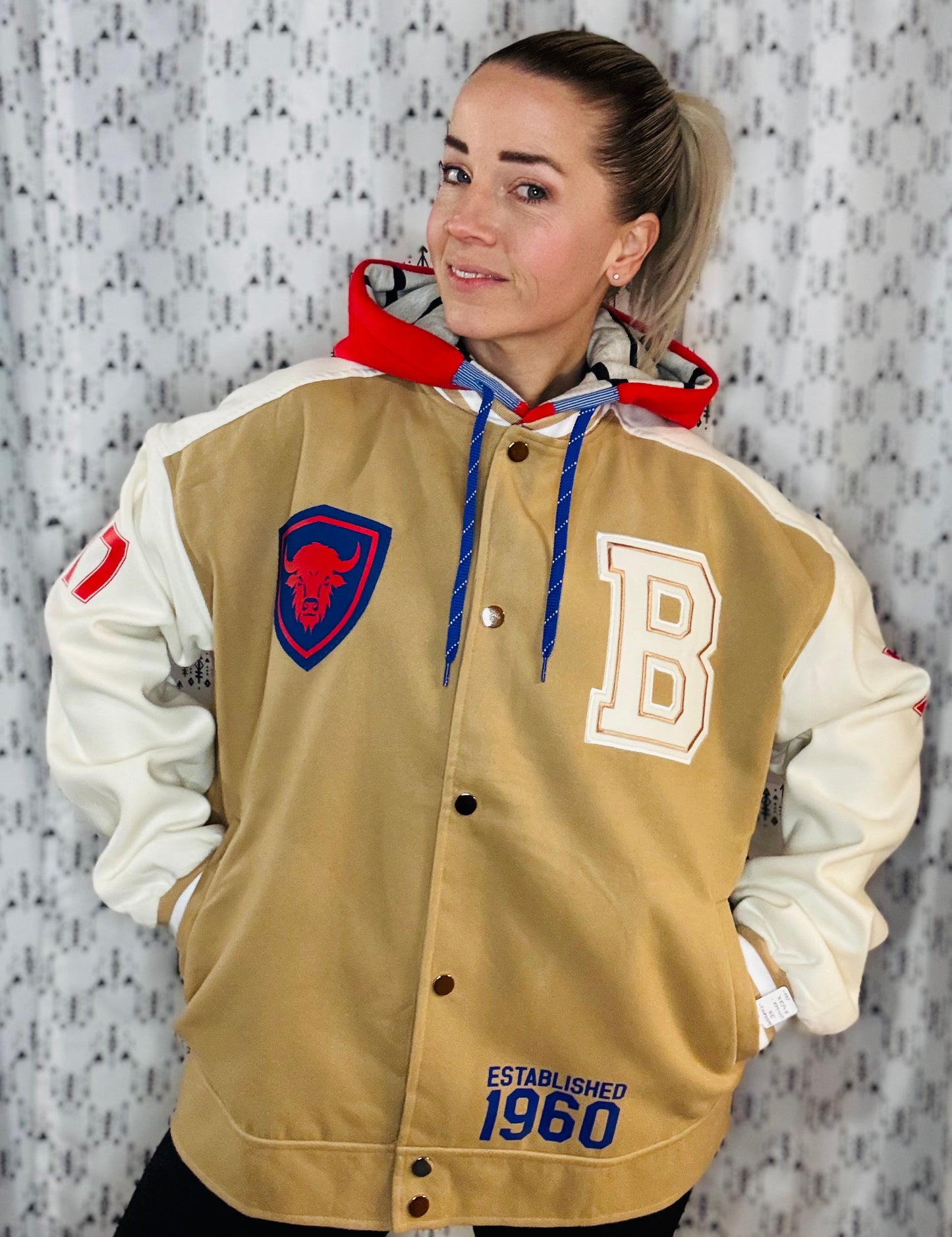 Khaki Buffalo Football JA17 Varsity Jacket Unisex Size-XL/2X