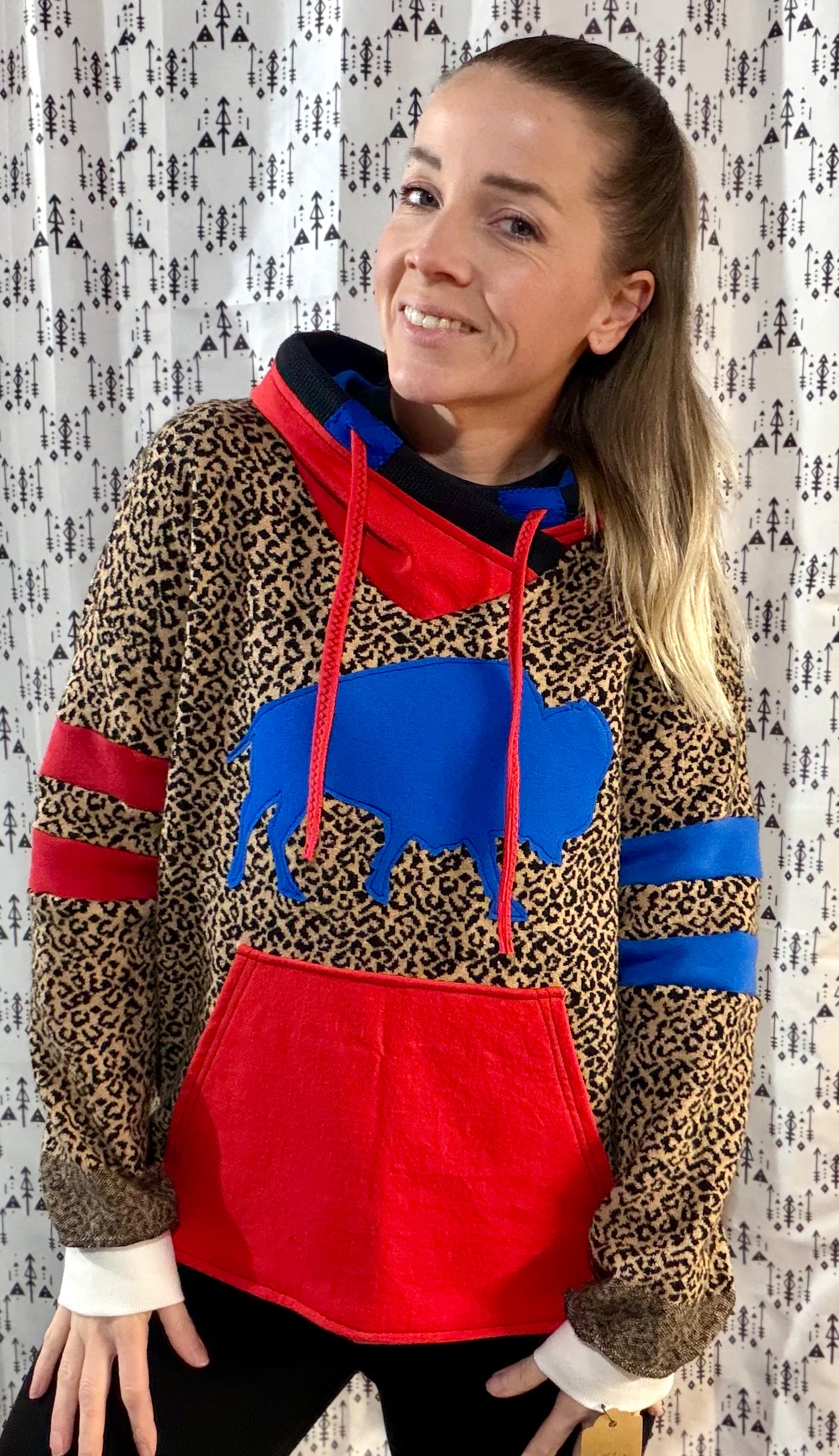 Leopard Buffalo Football Hoodie Size- Women's L/XL