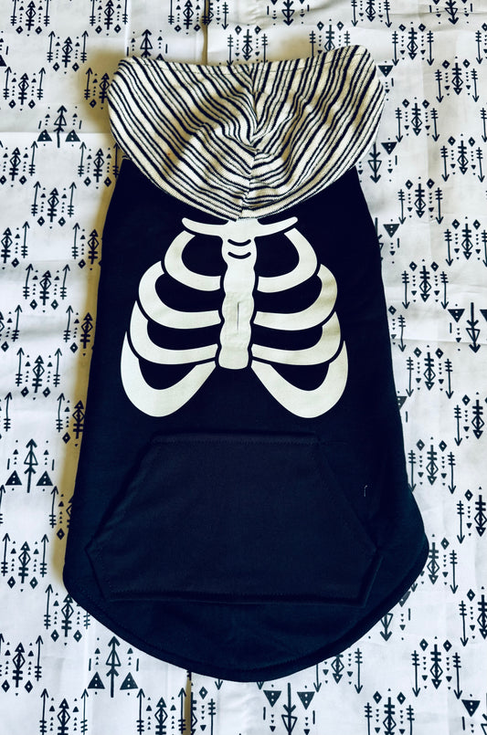 Halloween Glow In The Dark Ribs Dog Hoodie Size- M