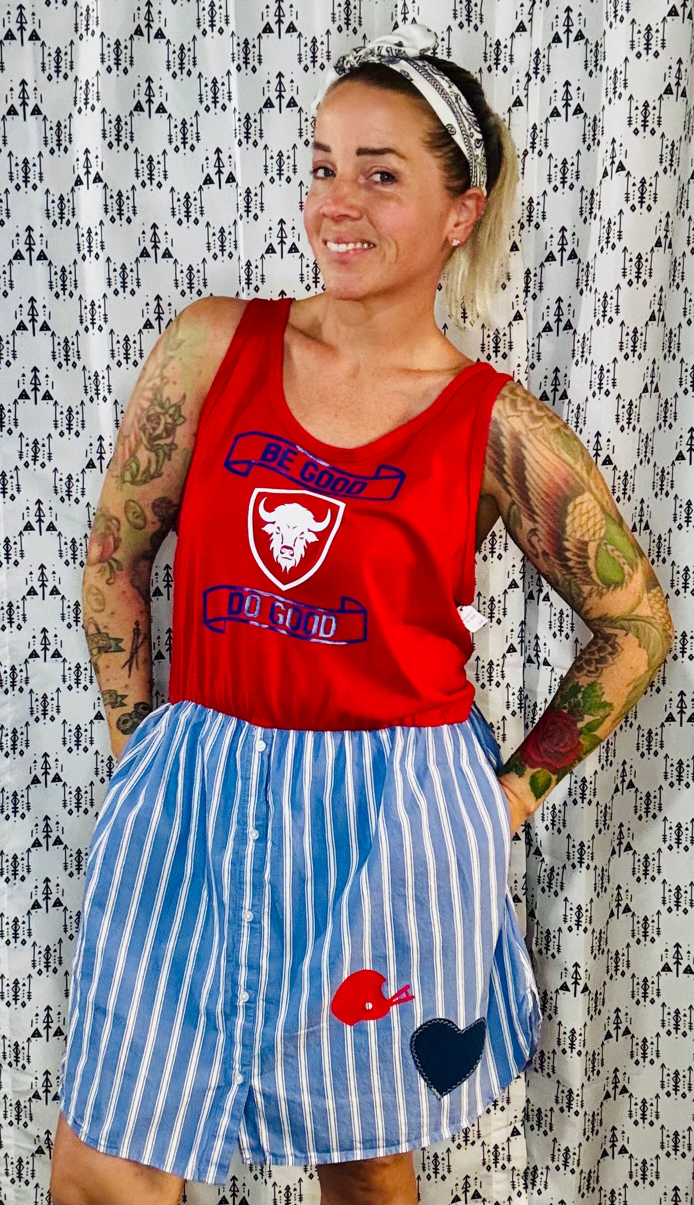 Red Buffalo & Striped Football Dress Size-XL/2X