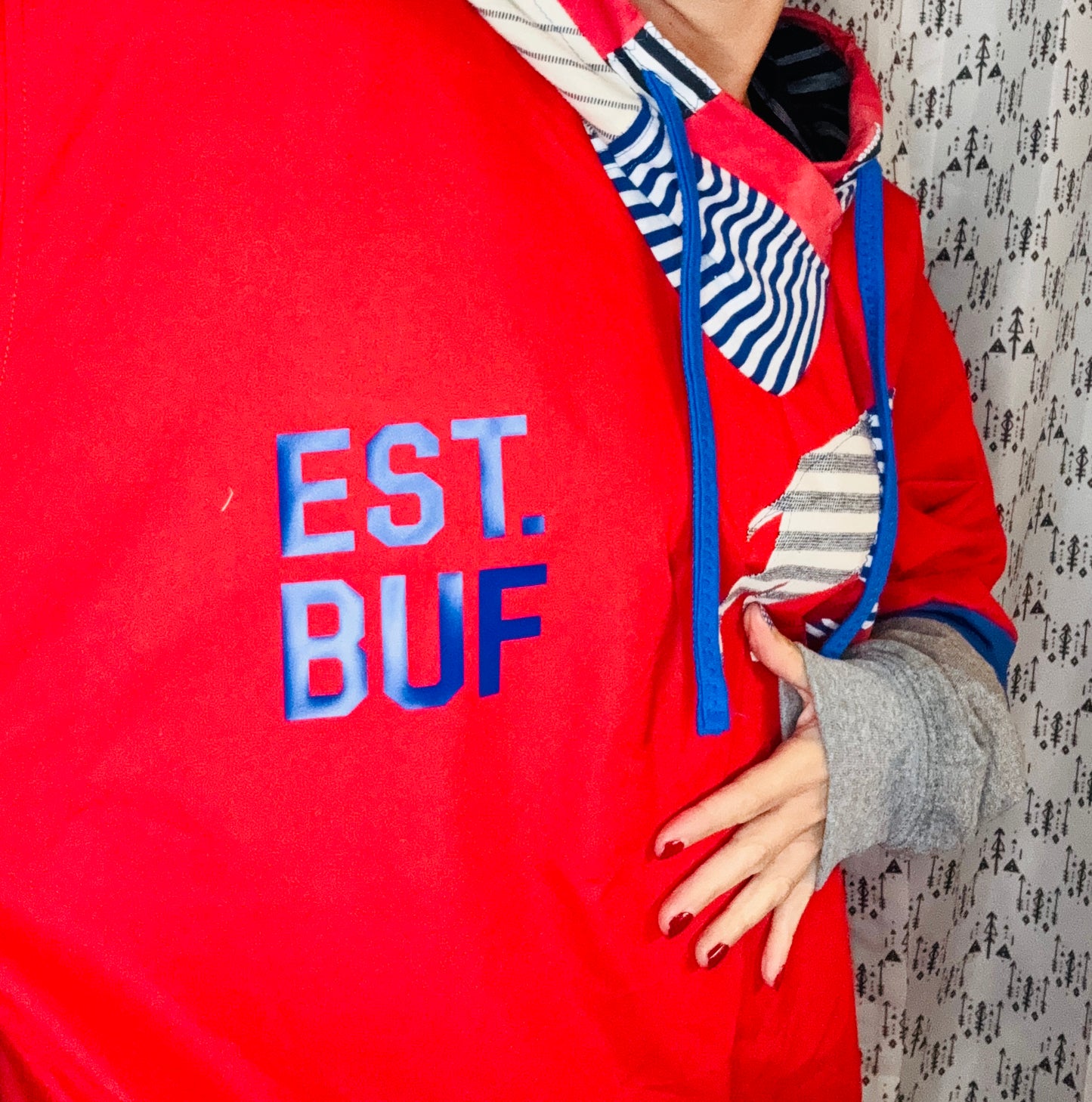 Red Windbreaker Buffalo Hoodie Unisex-XL/2X