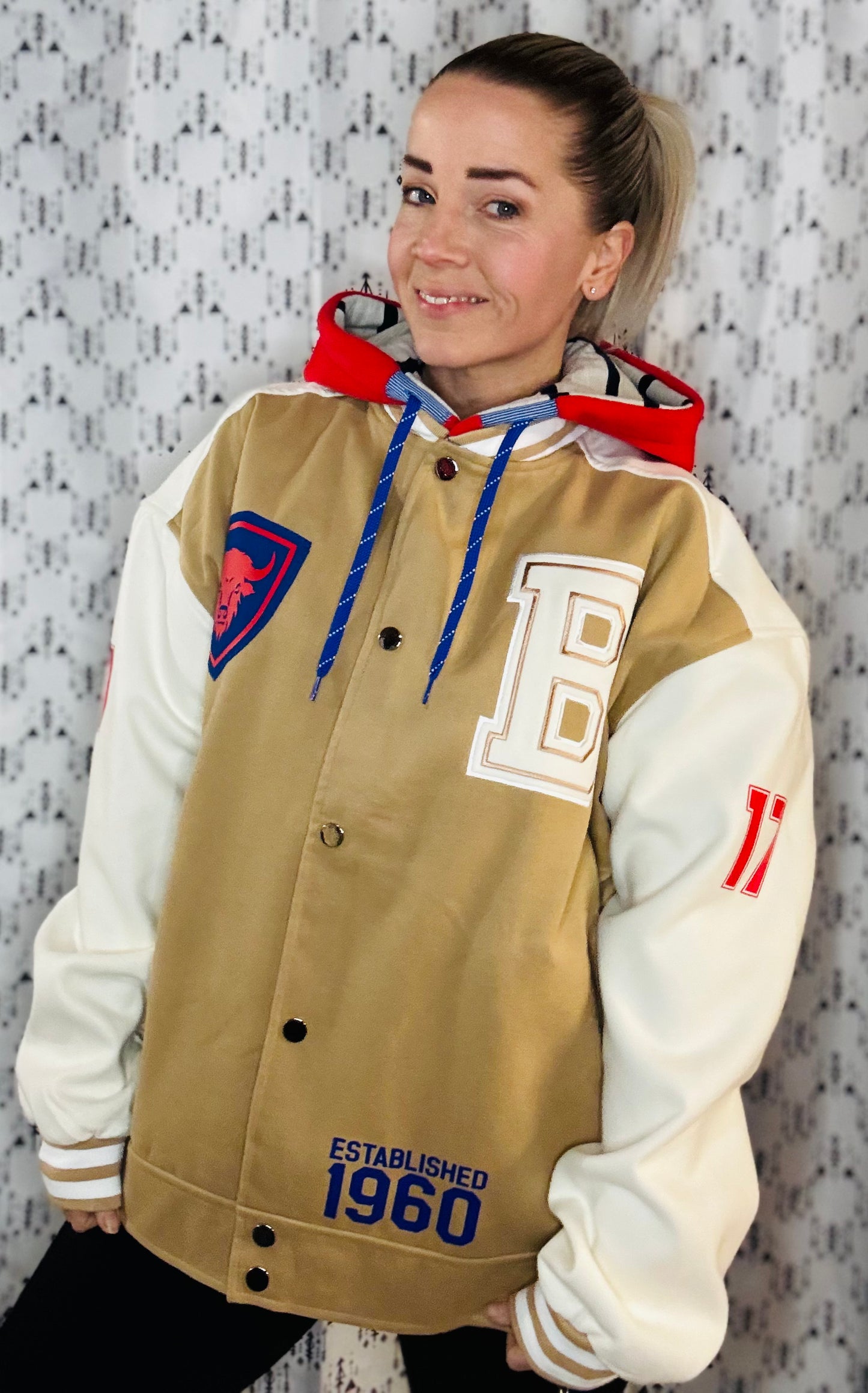 Khaki Buffalo Football JA17 Varsity Jacket Unisex Size-XL/2X