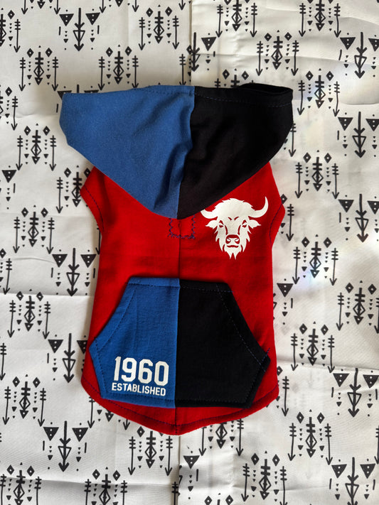 Red Color-Block Buffalo Dog Hoodie Size- XS