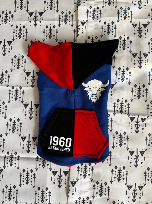 Blue Color-Block Buffalo Dog Hoodie Size- XS