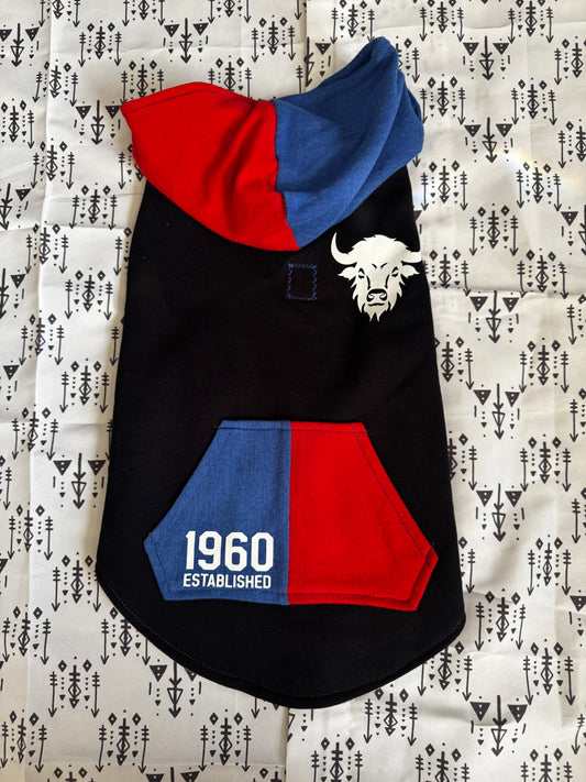 Black Color-Block Buffalo Dog Hoodie Size- M