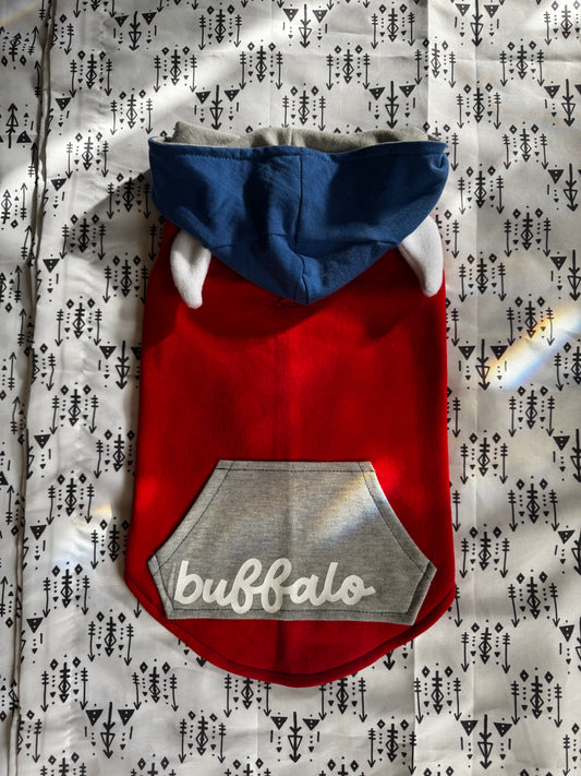 Red Buffalo Head Dog Hoodie Size-M