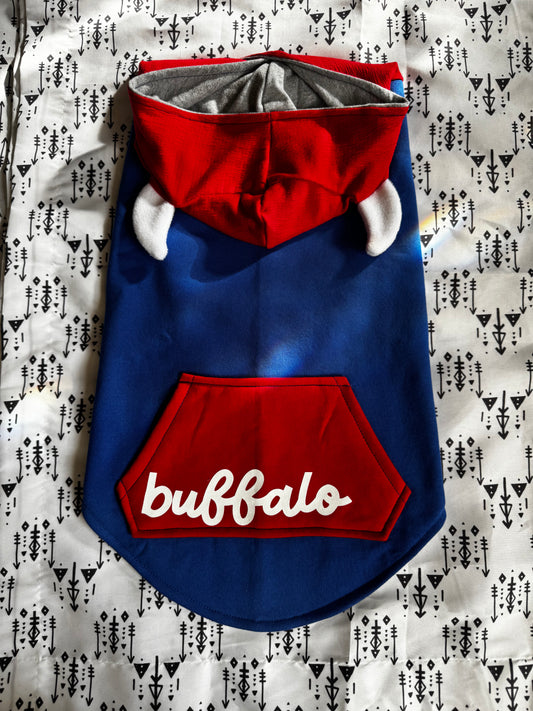 Blue Buffalo Head Dog Hoodie Size-L