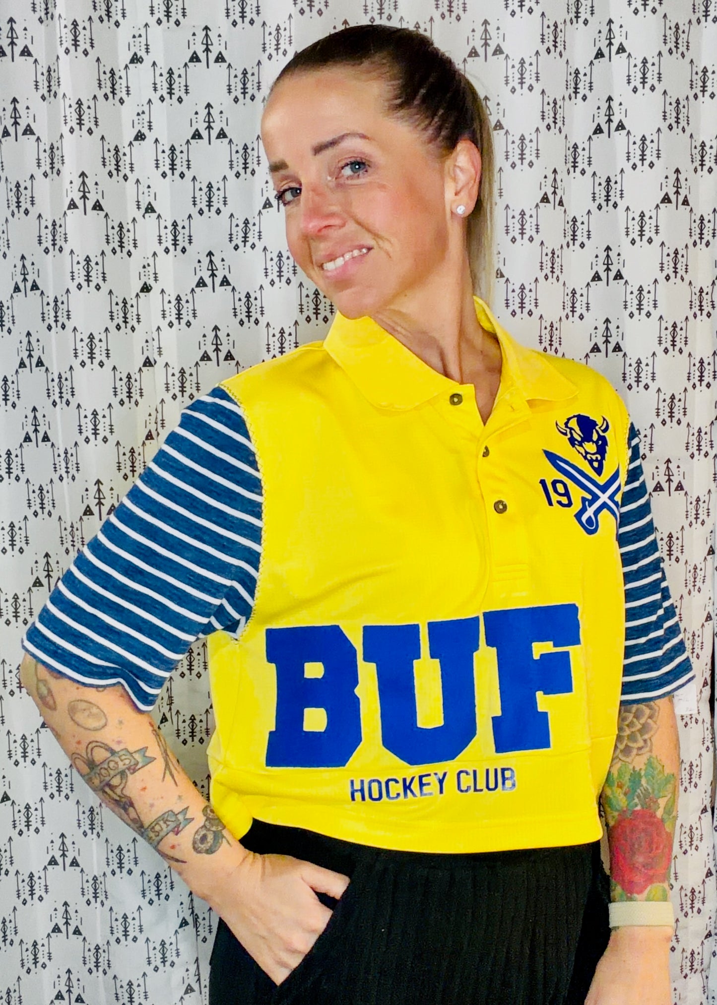 Yellow  BUF Hockey Polo Crop Women's Size- M/L