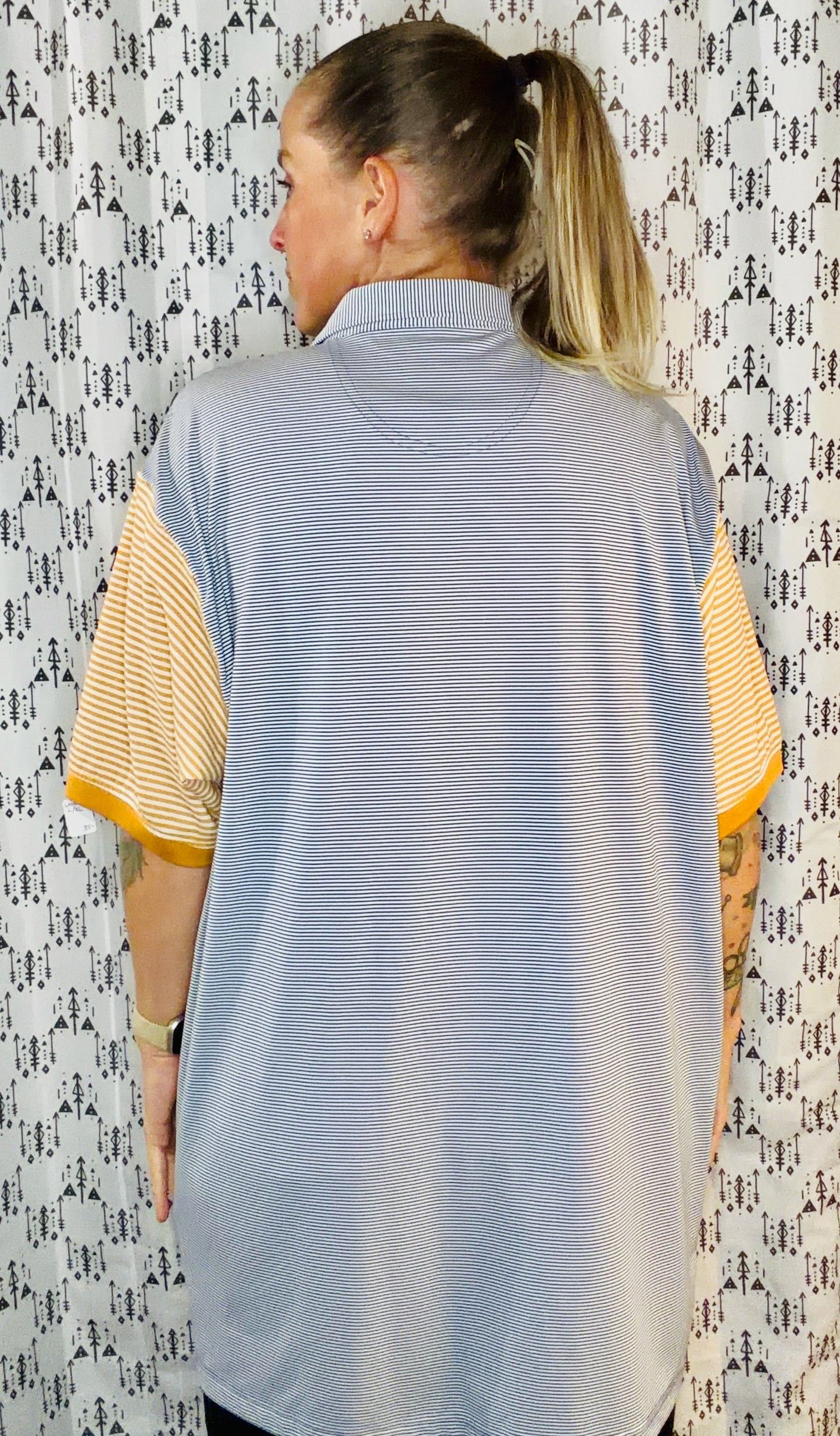 Blue Striped BUF Hockey Polo Unisex Size- L/XL