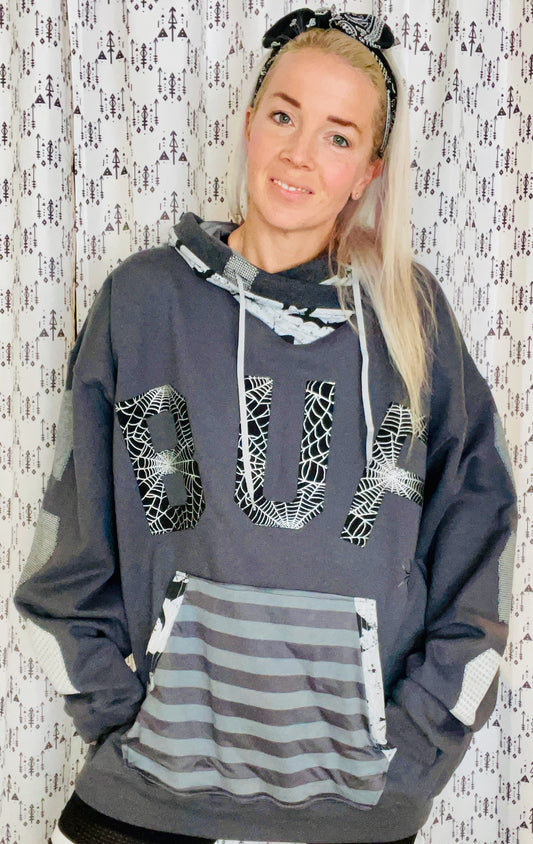 Grey Spider Web BUF Hoodie Size-Unisex XL/2X