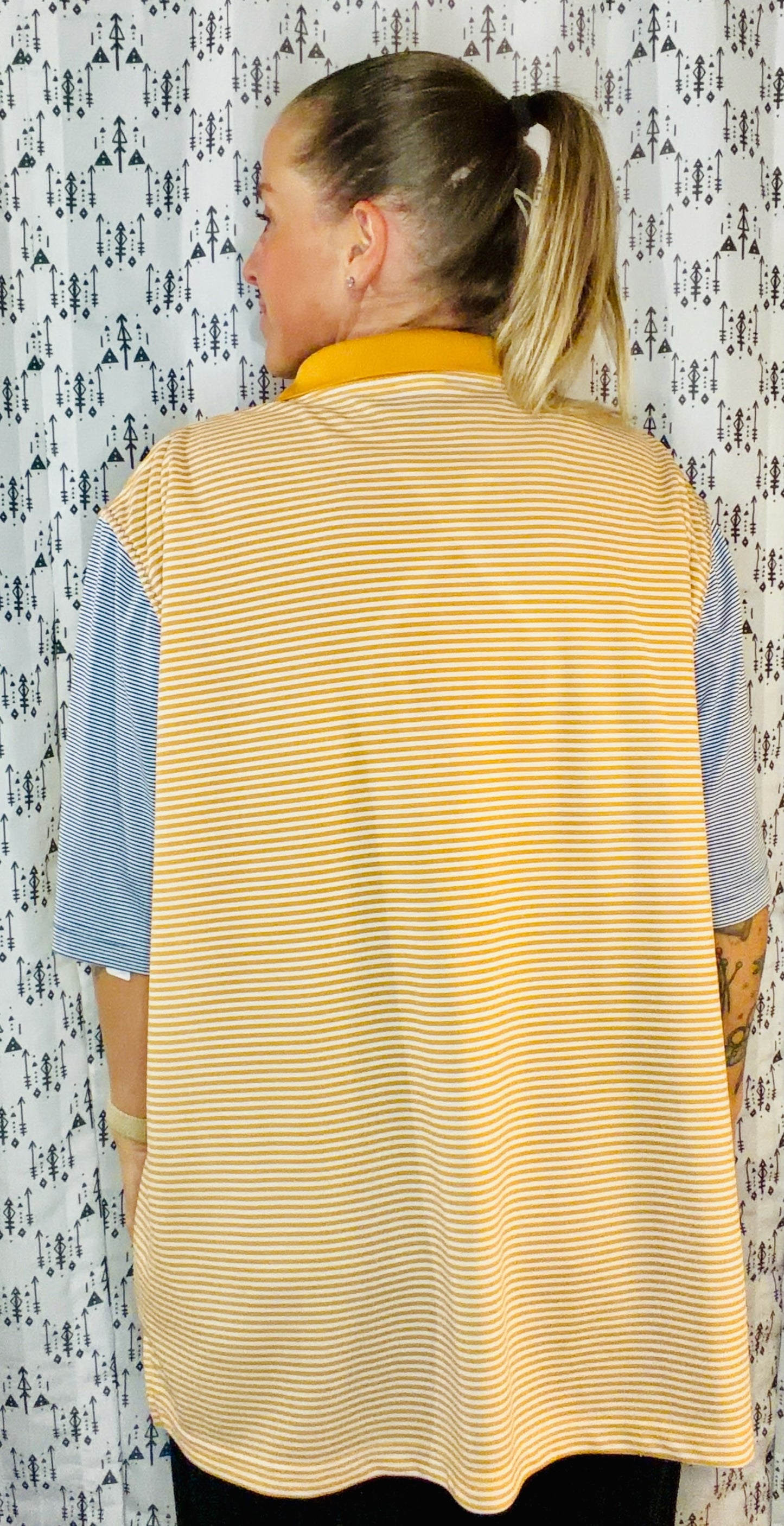 Yellow Striped BUF Hockey Polo Unisex Size- XL/2X