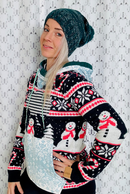 Blue Snow Holiday Sweater Hoodie Size- Women's M/L