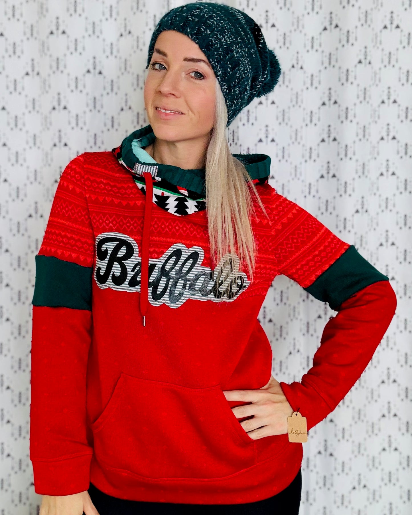 Red Holiday Buffalo Hoodie Size- Women's M/L