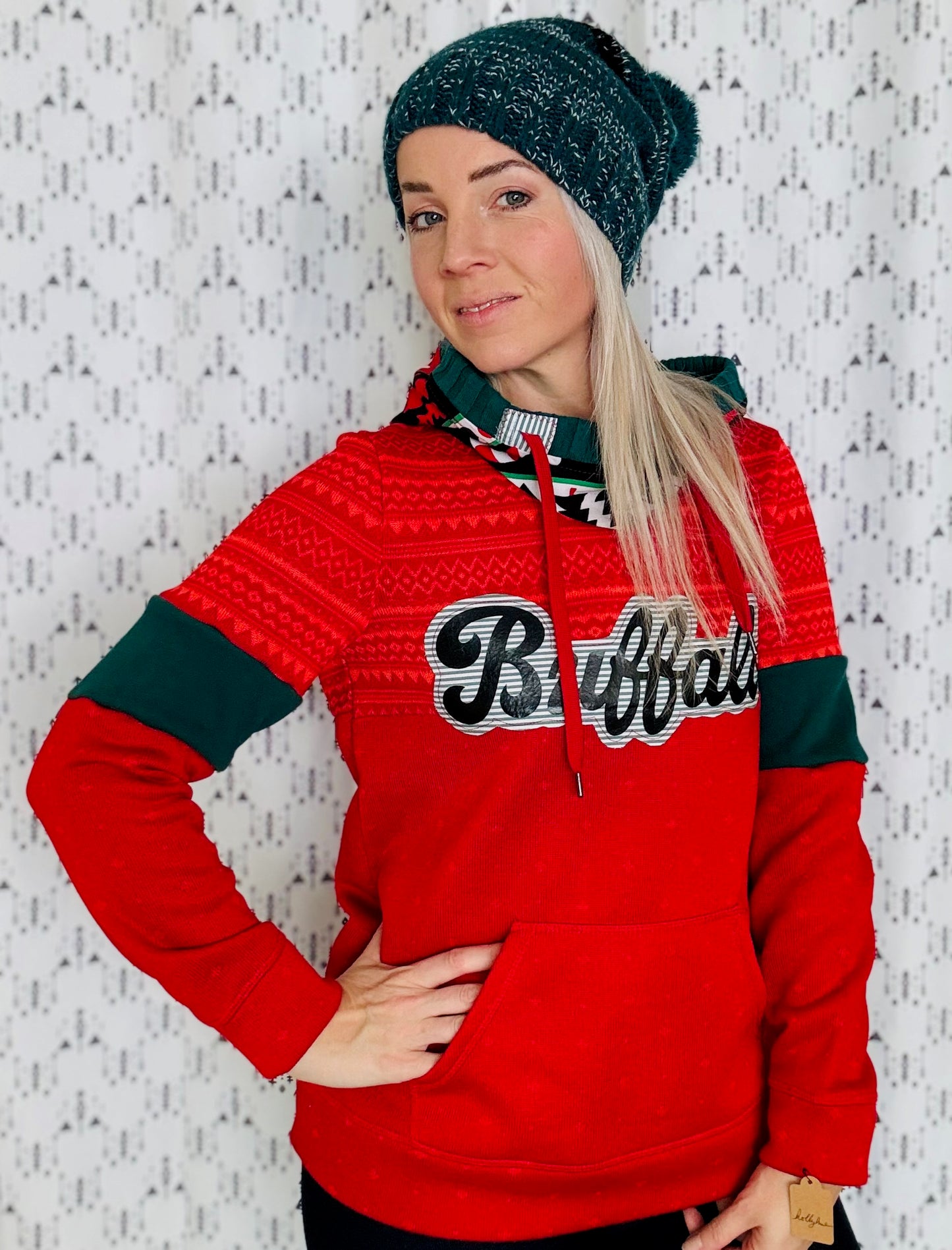 Red Holiday Buffalo Hoodie Size- Women's M/L