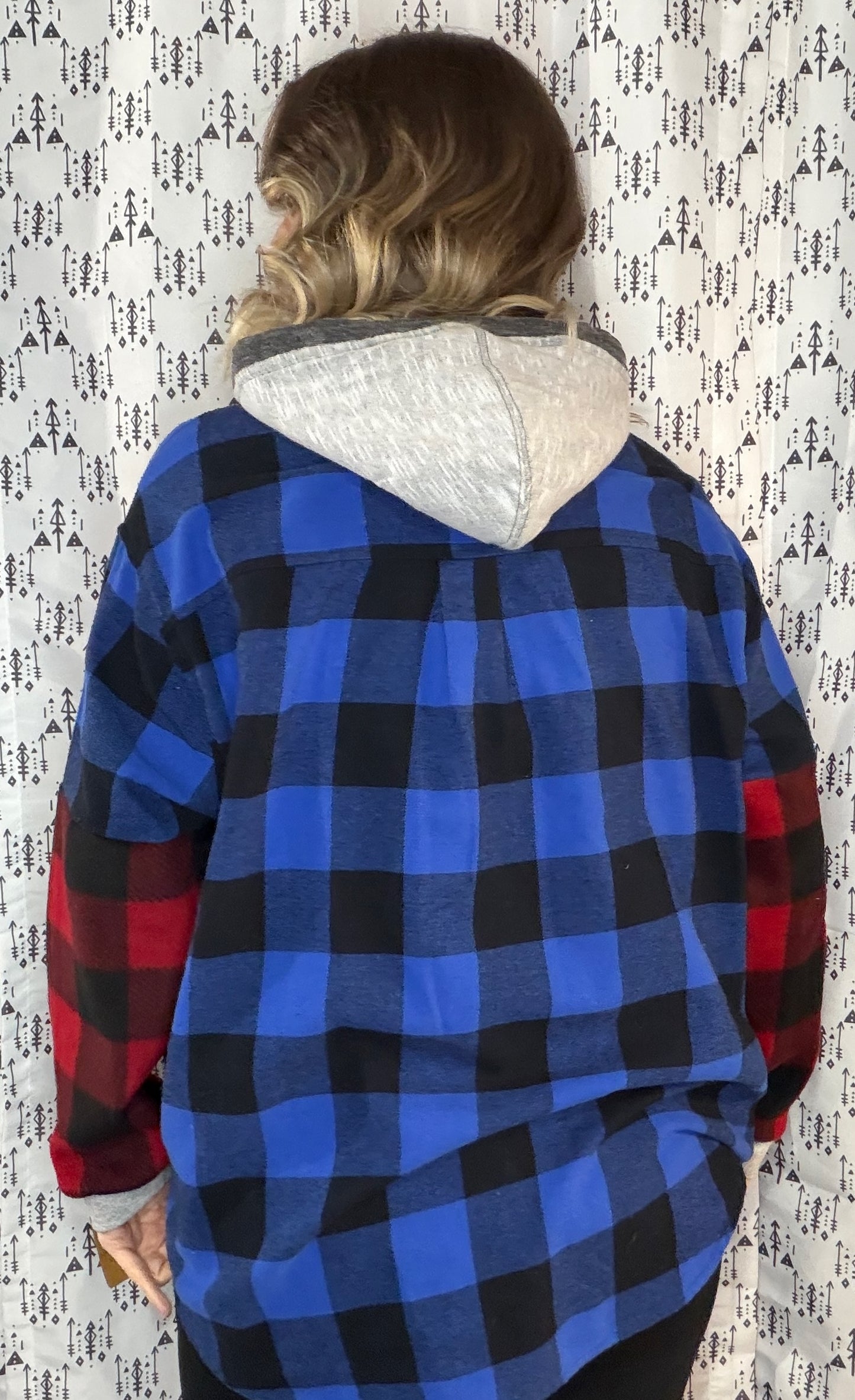 Multi Plaid Hoodie Flannel Size- Women's L/XL