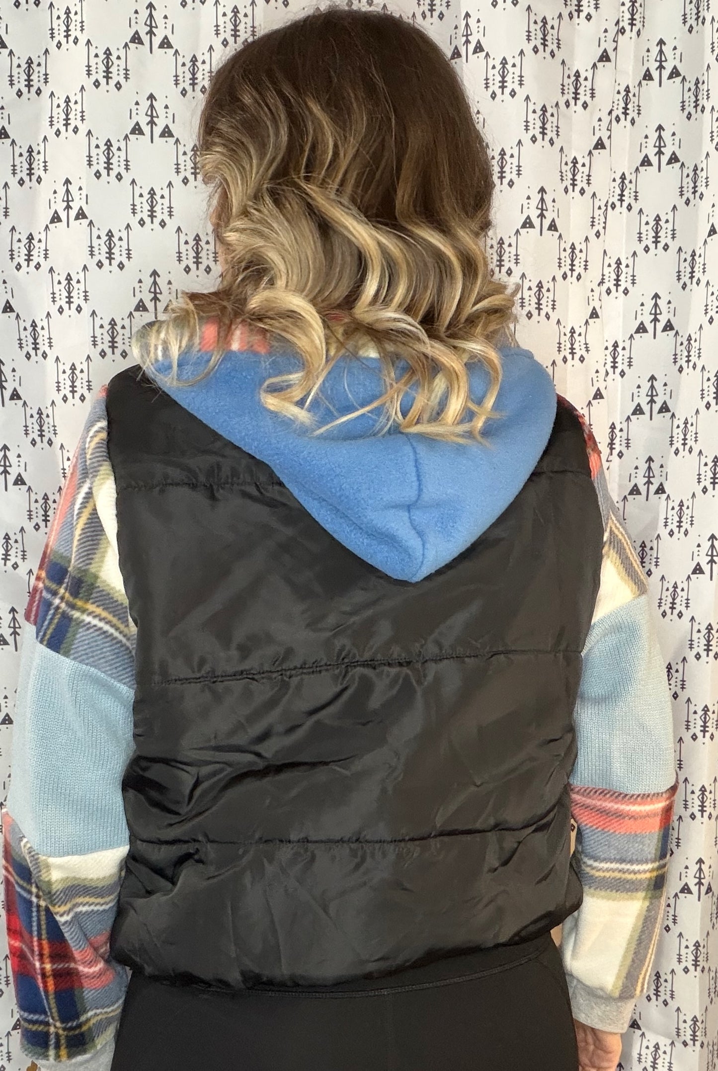 Plaid Crop Puffer Buffalo Hoodie Jacket Size- Women's M/L