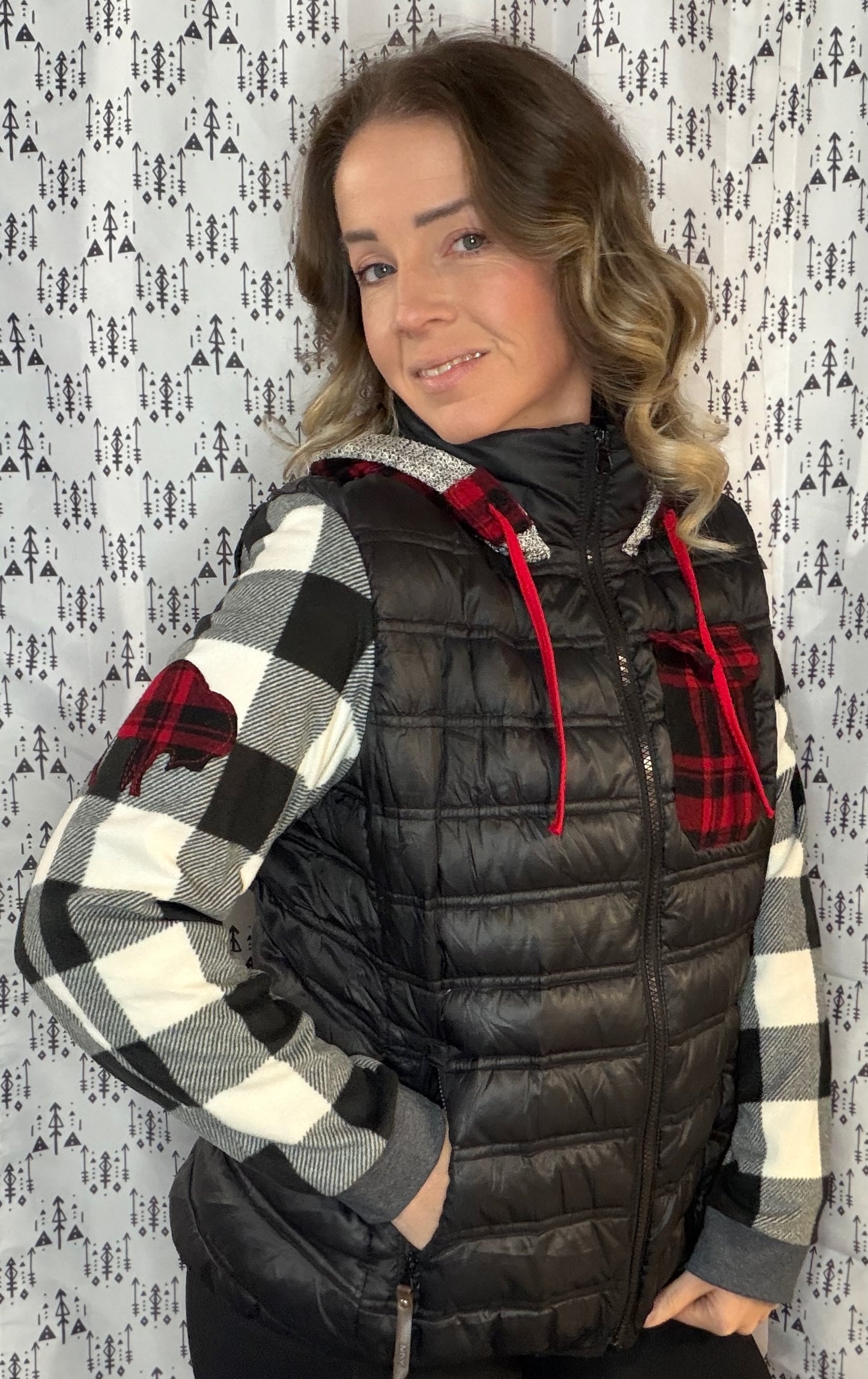 Plaid Puffer Buffalo Hoodie Jacket Size- Women's L/XL