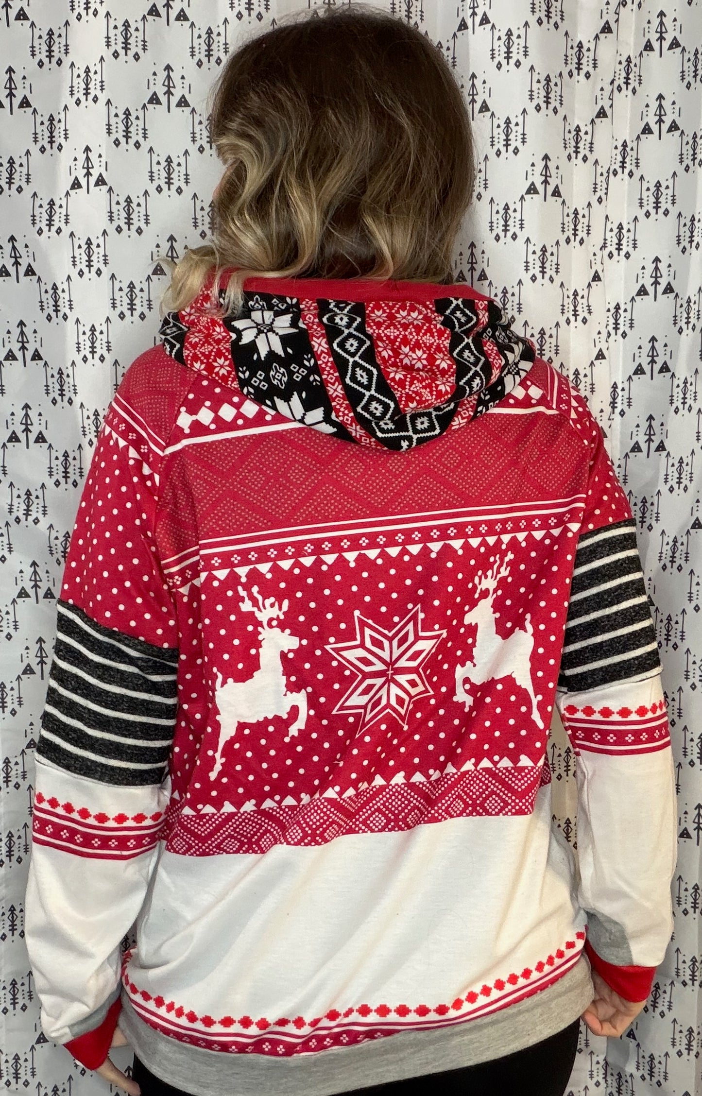 Red Holiday Buffalo Hoodie Size- Women's L/XL