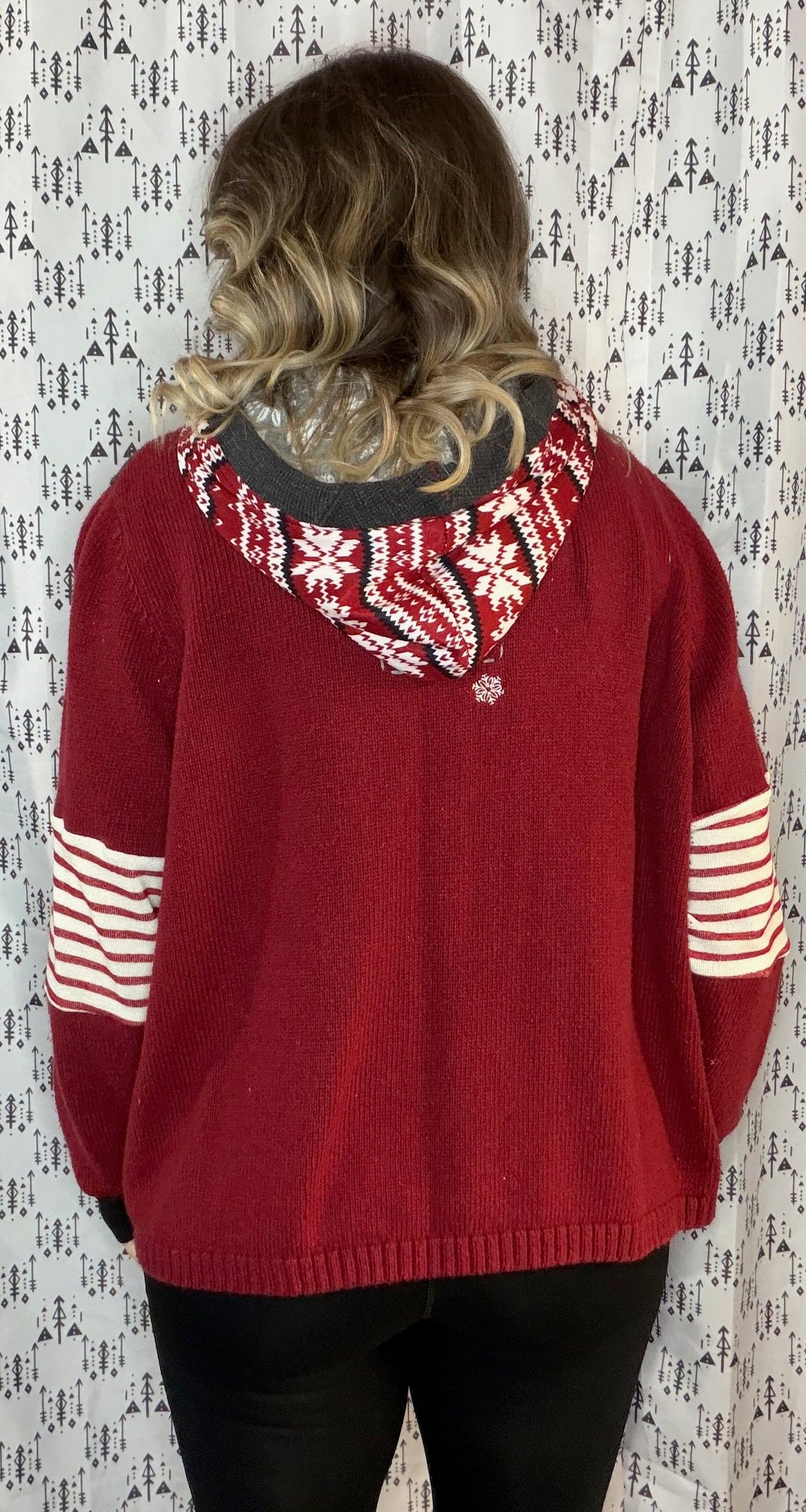 Holiday Buffalo Zip-Up Sweater Hoodie Size- Women's XL/2X