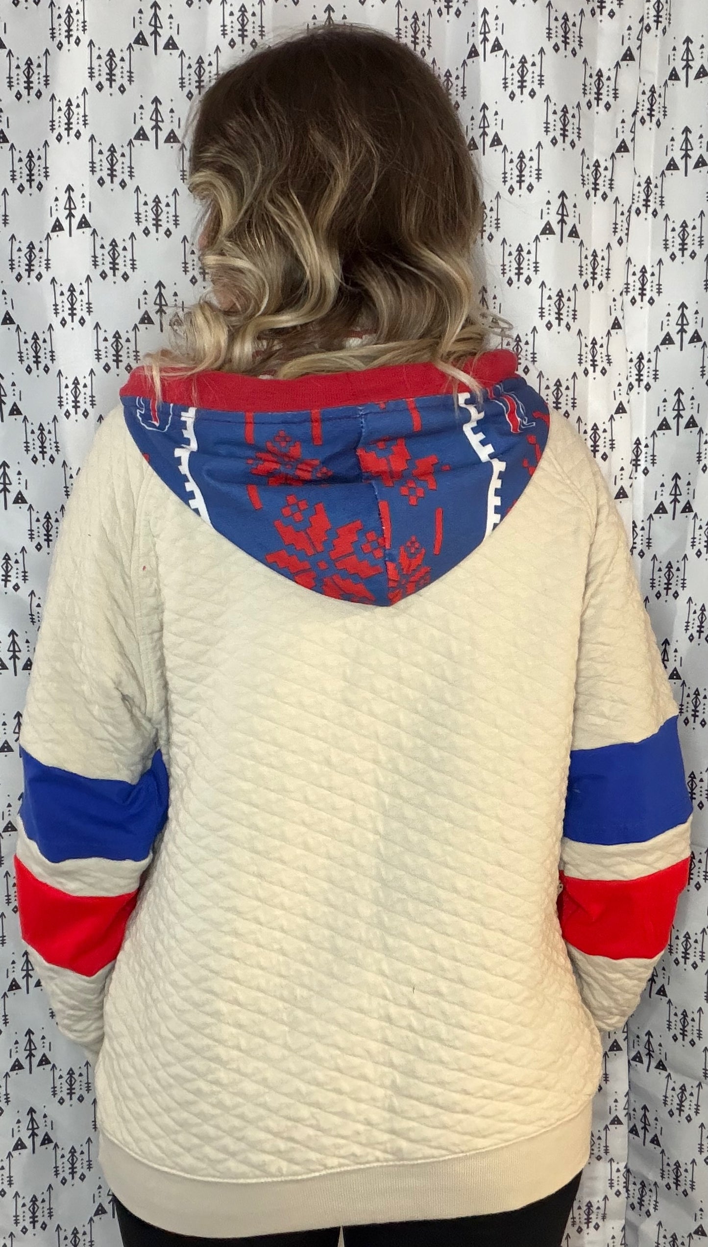 Khaki Holiday BUF Football 1/4 Button Up Hoodie Size Unisex- L/XL