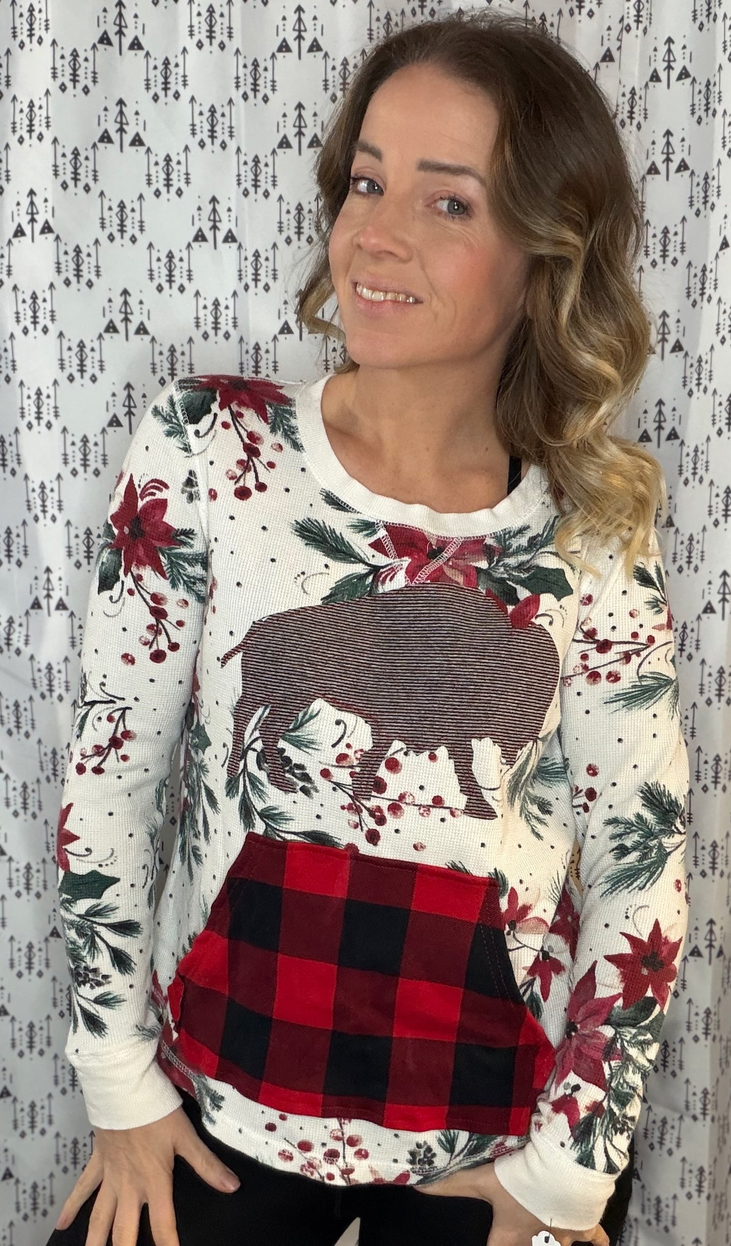 Holiday Floral Buffalo Crewneck Size Women's- M/L
