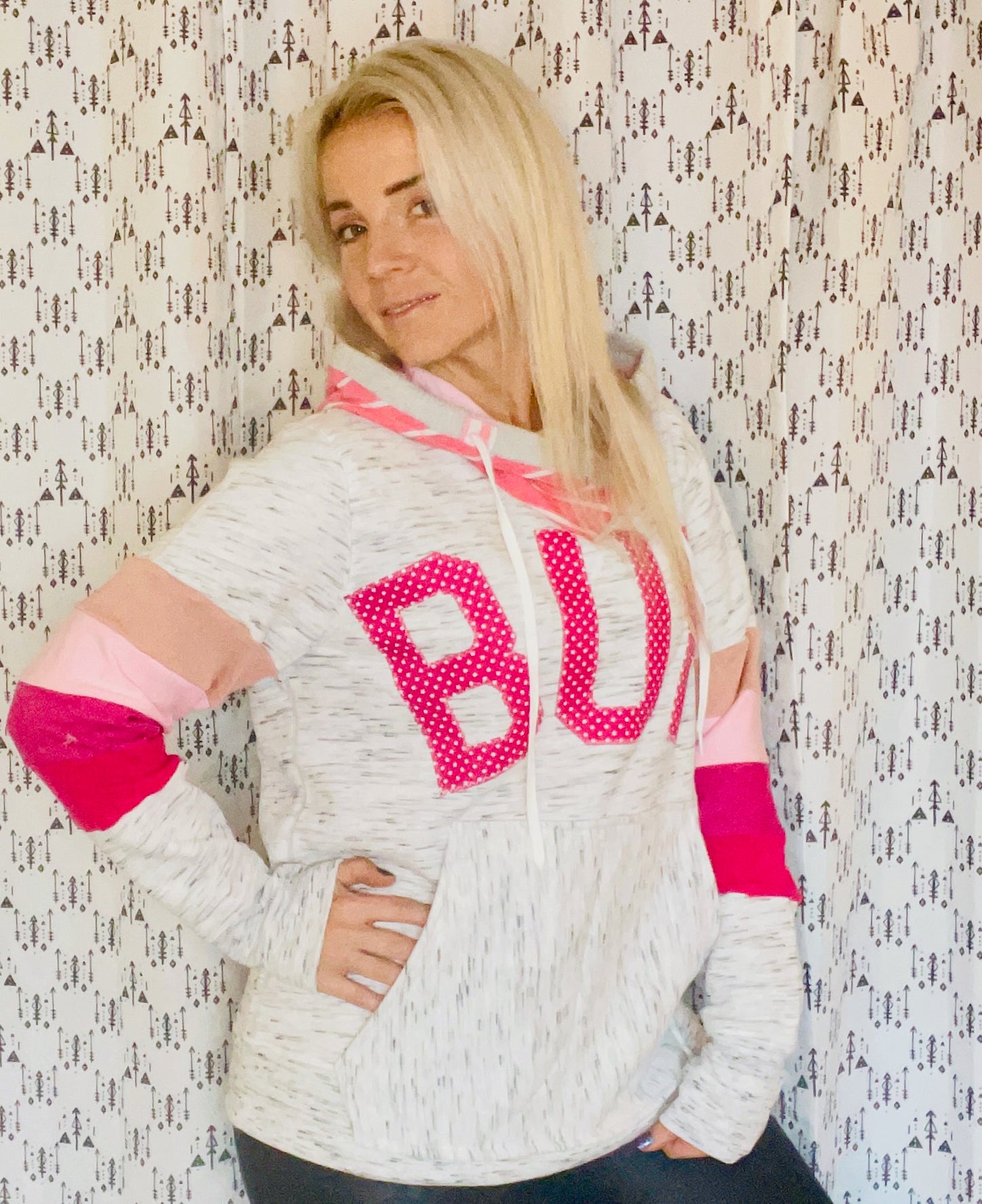 Grey Pink Ombre' BUF Hoodie Size- Women's L/XL