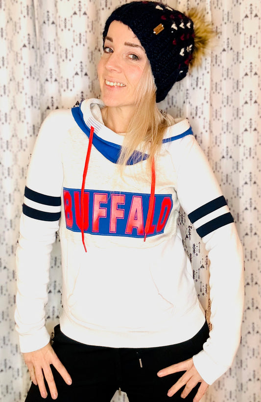 White Buffalo Football Hoodie Size- Women's S/M