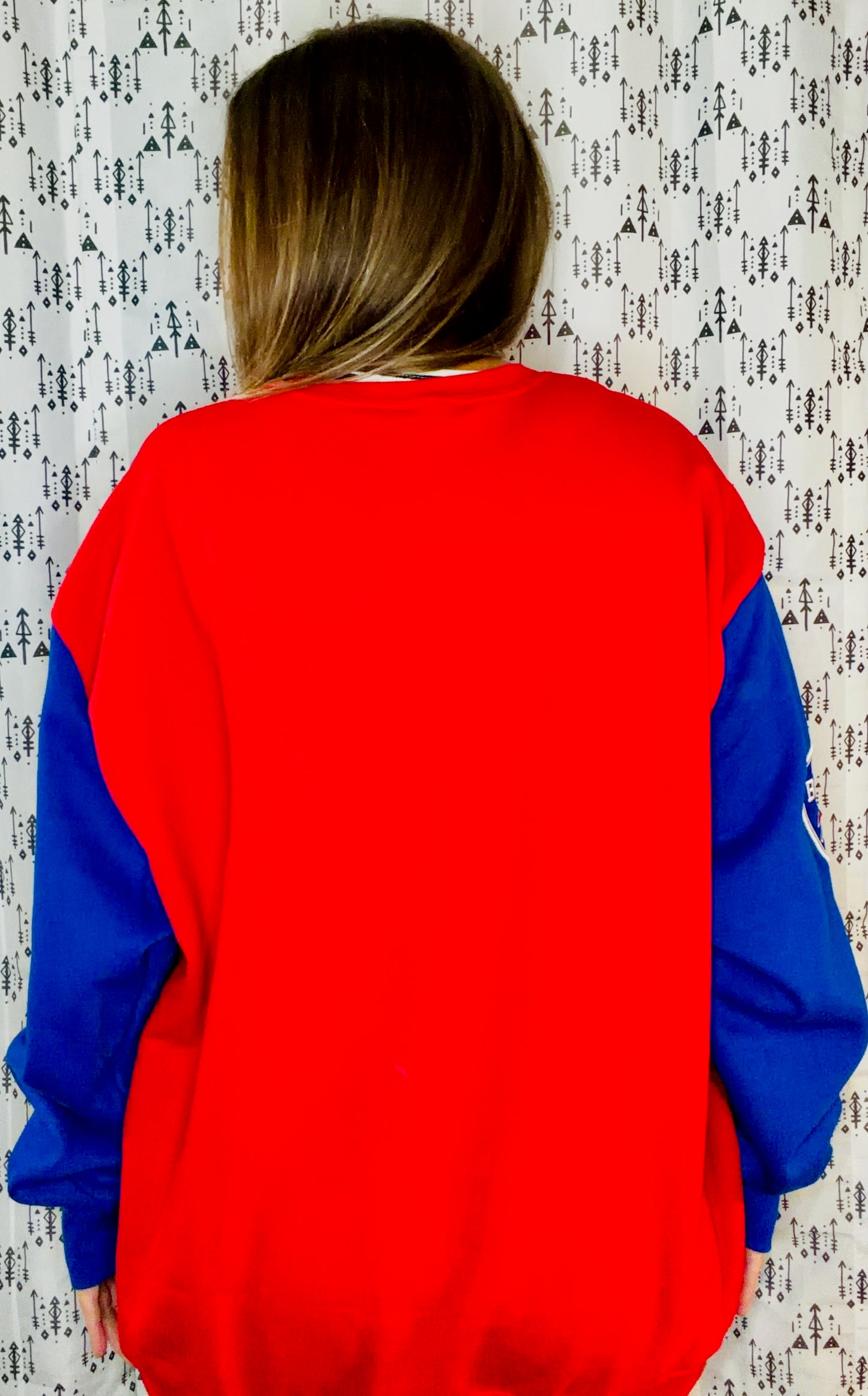 Red Color-Block BUF Football Crewneck Size Unisex- Xl/2X