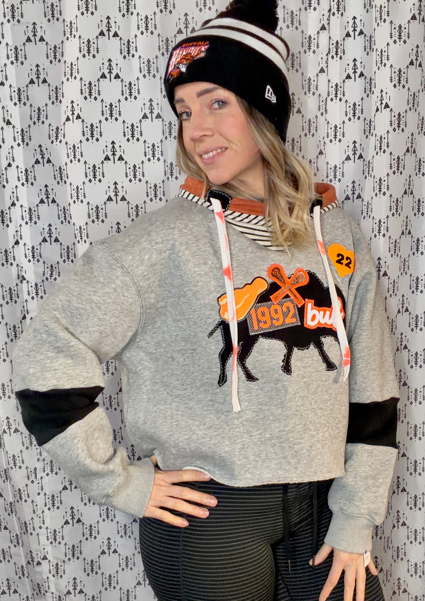 Grey Everything Buffalo Lacrosse Crop Hoodie Size- Women's L/XL