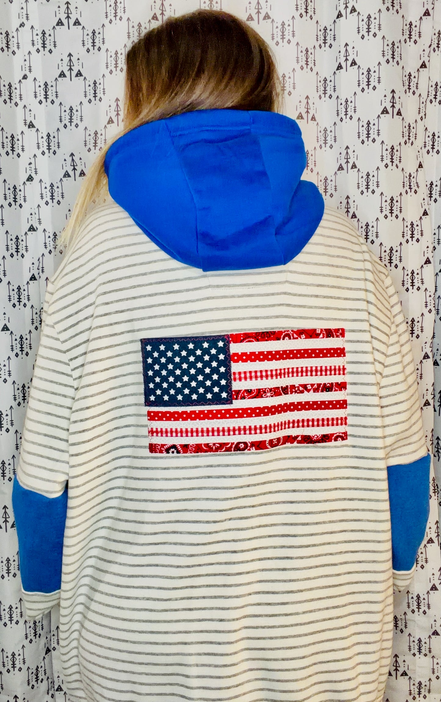 White Striped 1776 Merica 1/4 Zip Hoodie Size Unisex- XL/2X