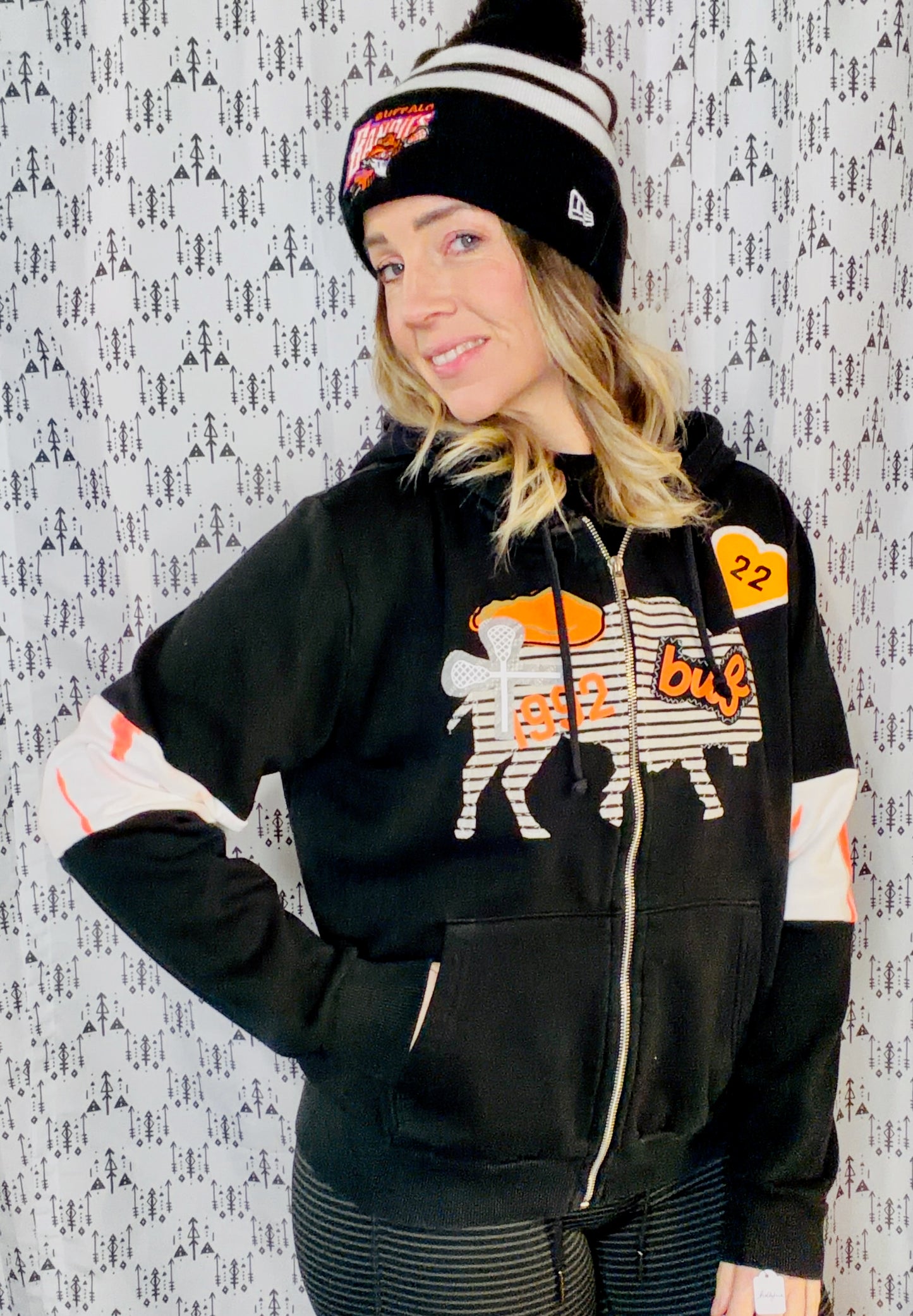 Black Everything Buffalo Lacrosse Zip-Up Hoodie Size- Women's L/XL