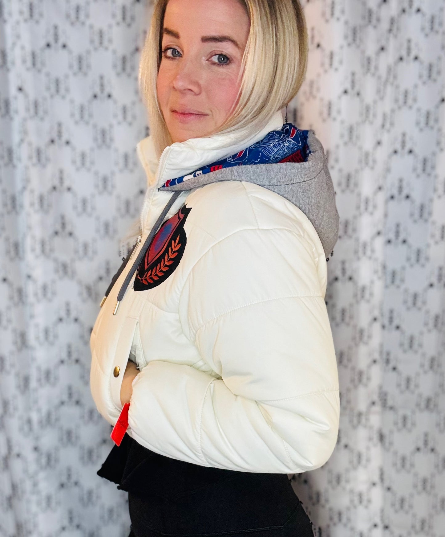 White Puffer Buffalo Football Jacket Size- Women's XS/S