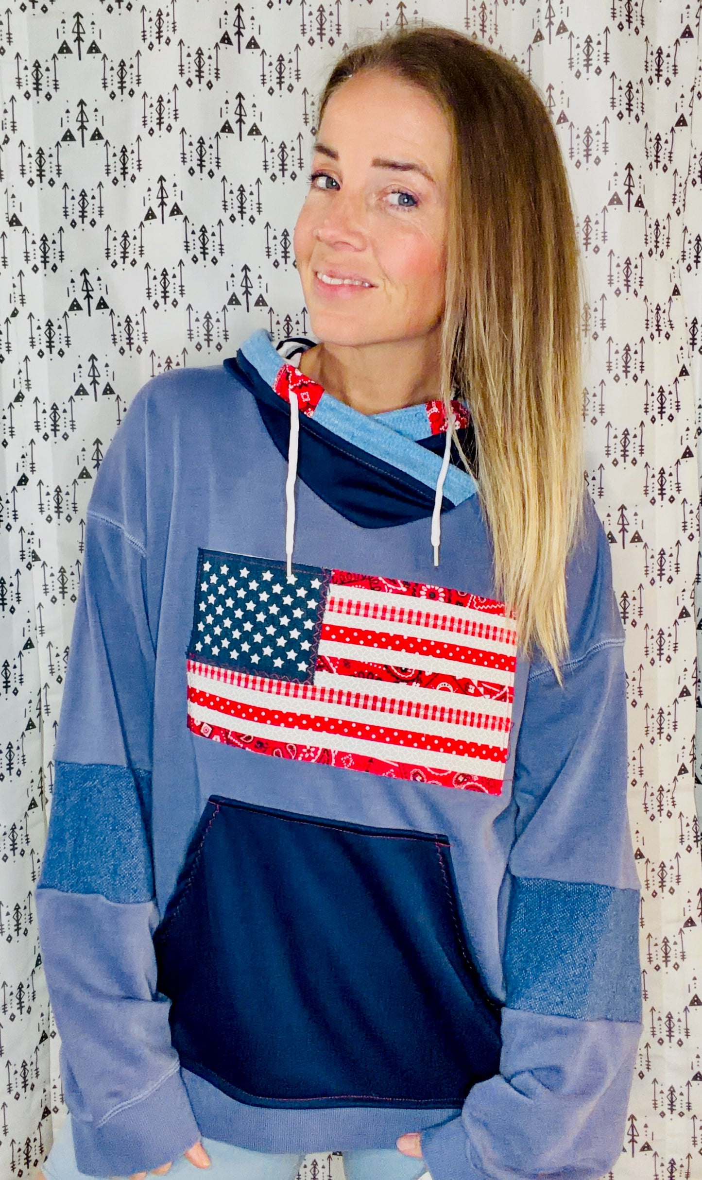 Blue 'Merica Hoodie Size Women's- XL/2X