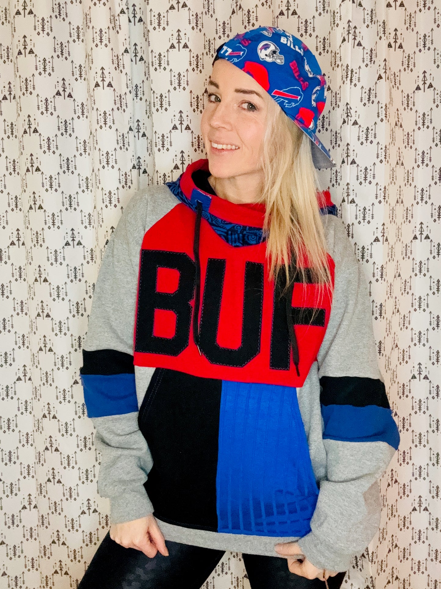 90's BUF Color-block Football Hoodie Size- Unisex M/L