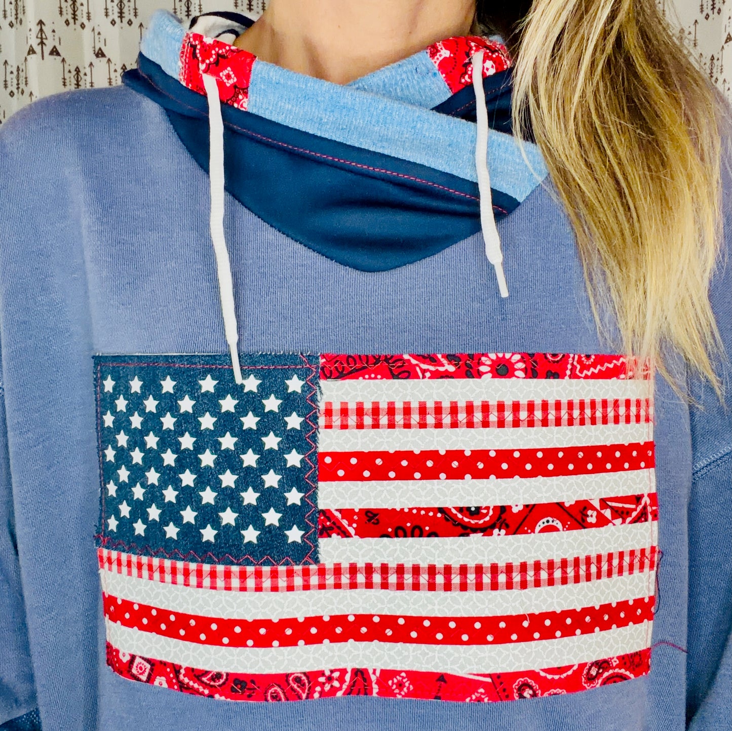 Blue 'Merica Hoodie Size Women's- XL/2X