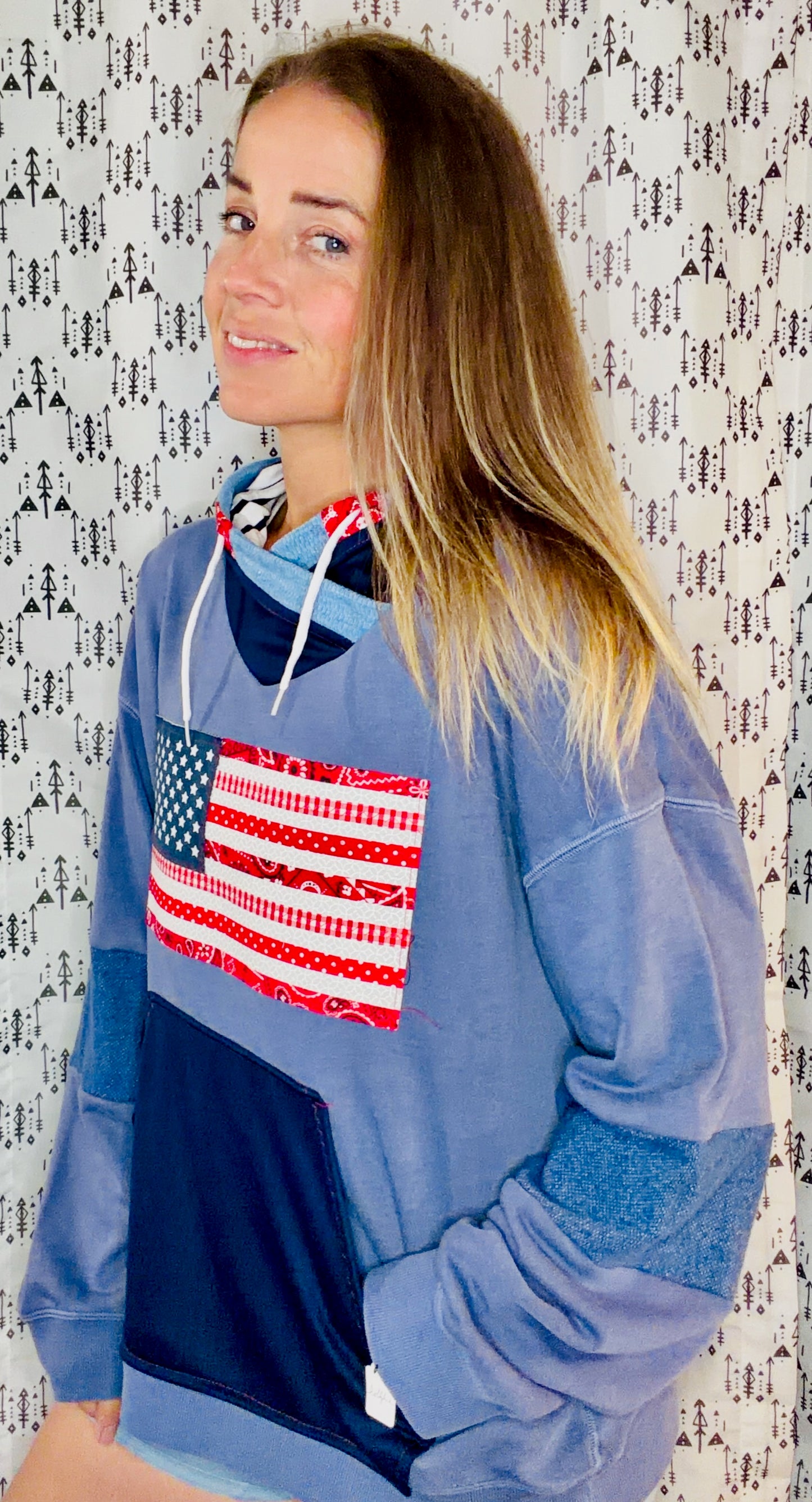 Blue 'Merica Hoodie Size Women's- XL/2X