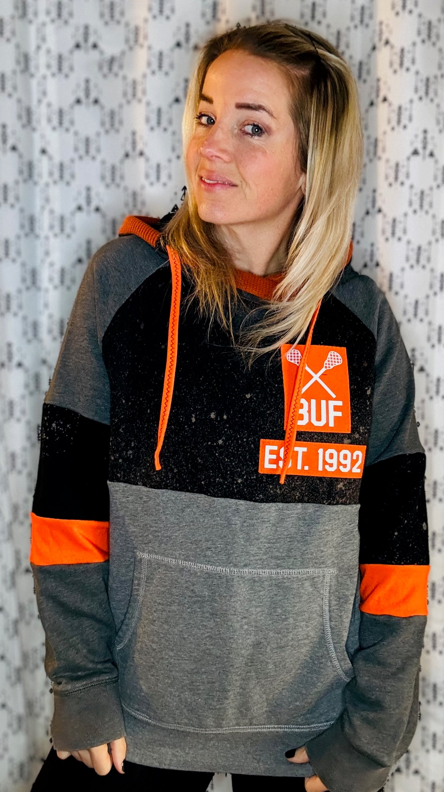 Bleached Buffalo Lacrosse Hoodie Size- Unisex M/L