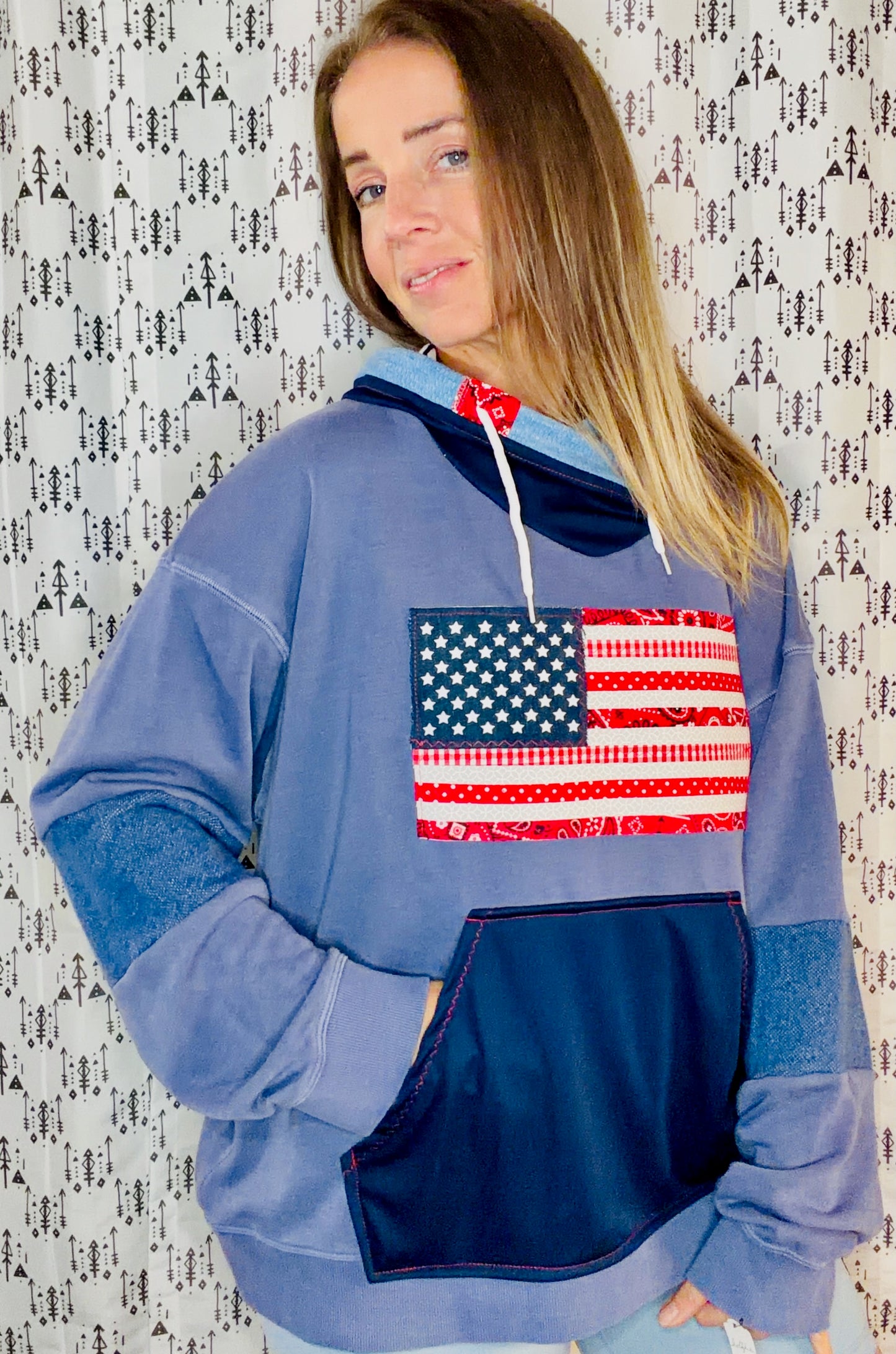 Blue 'Merica Hoodie Size Women's- XL/2X
