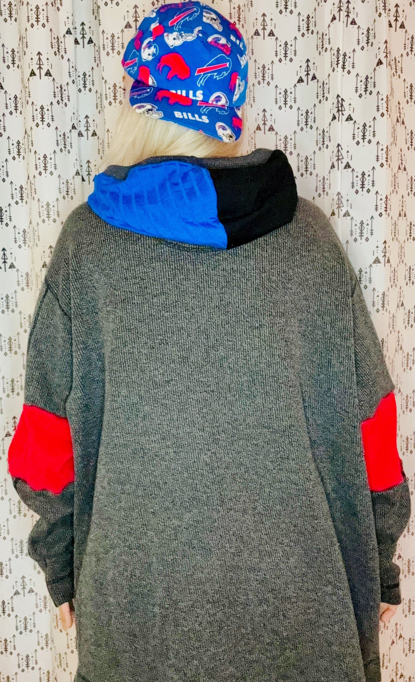 90's Buffalo Color-Block Football Hoodie Size- Unisex XL/2X