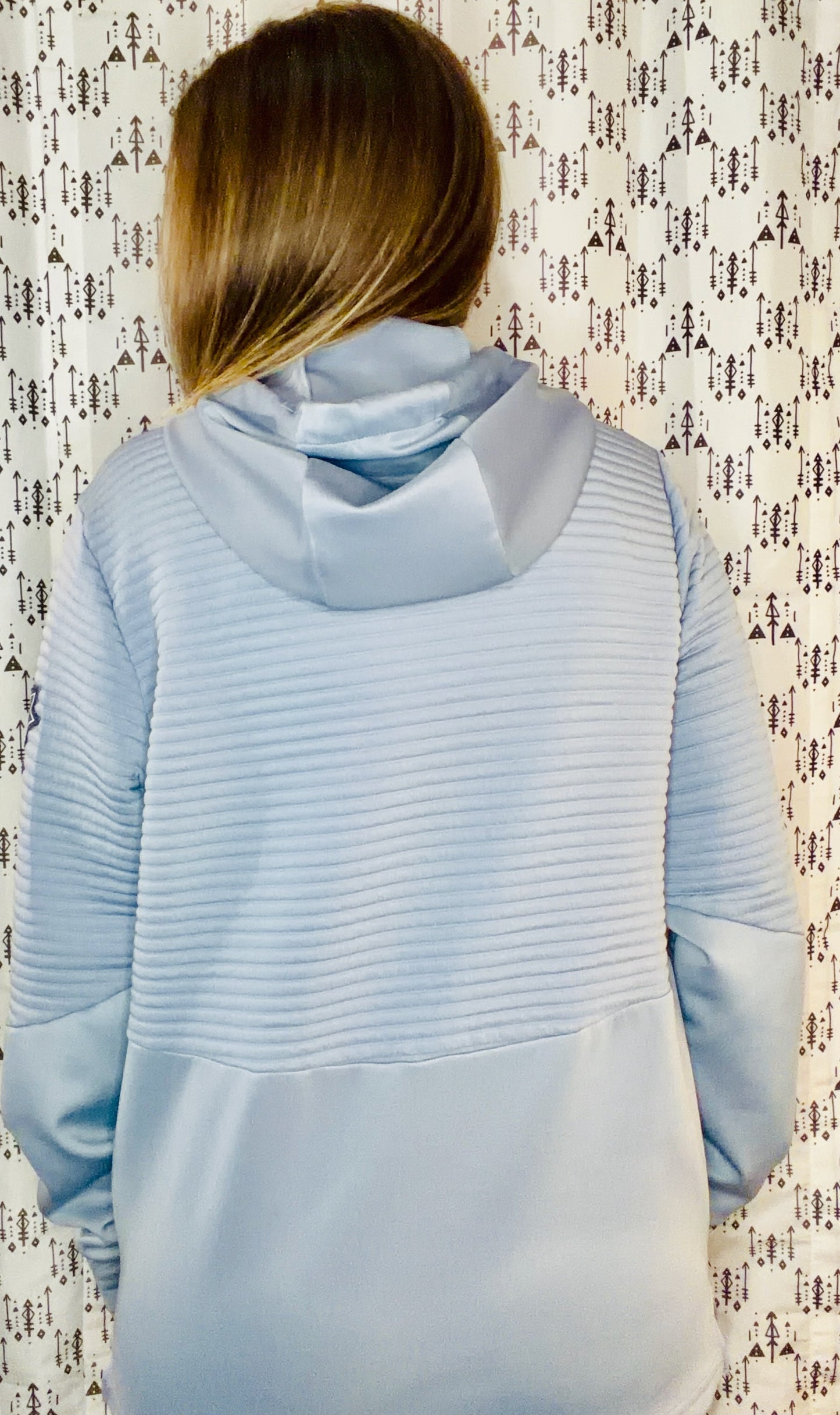 Light Blue 'Merica X Buffalo 1/4 Zip Hoodie Size Unisex- M/L